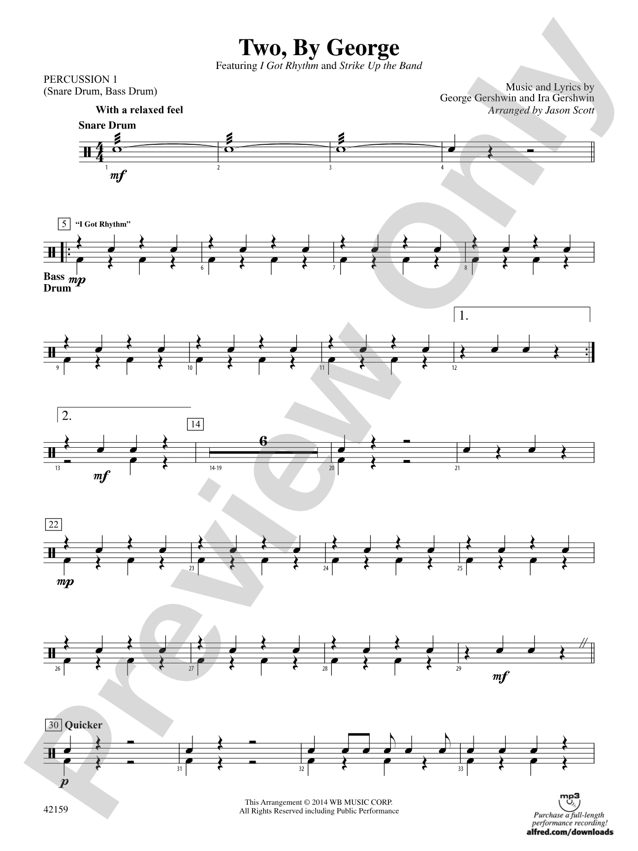 Two, by George: 1st Percussion