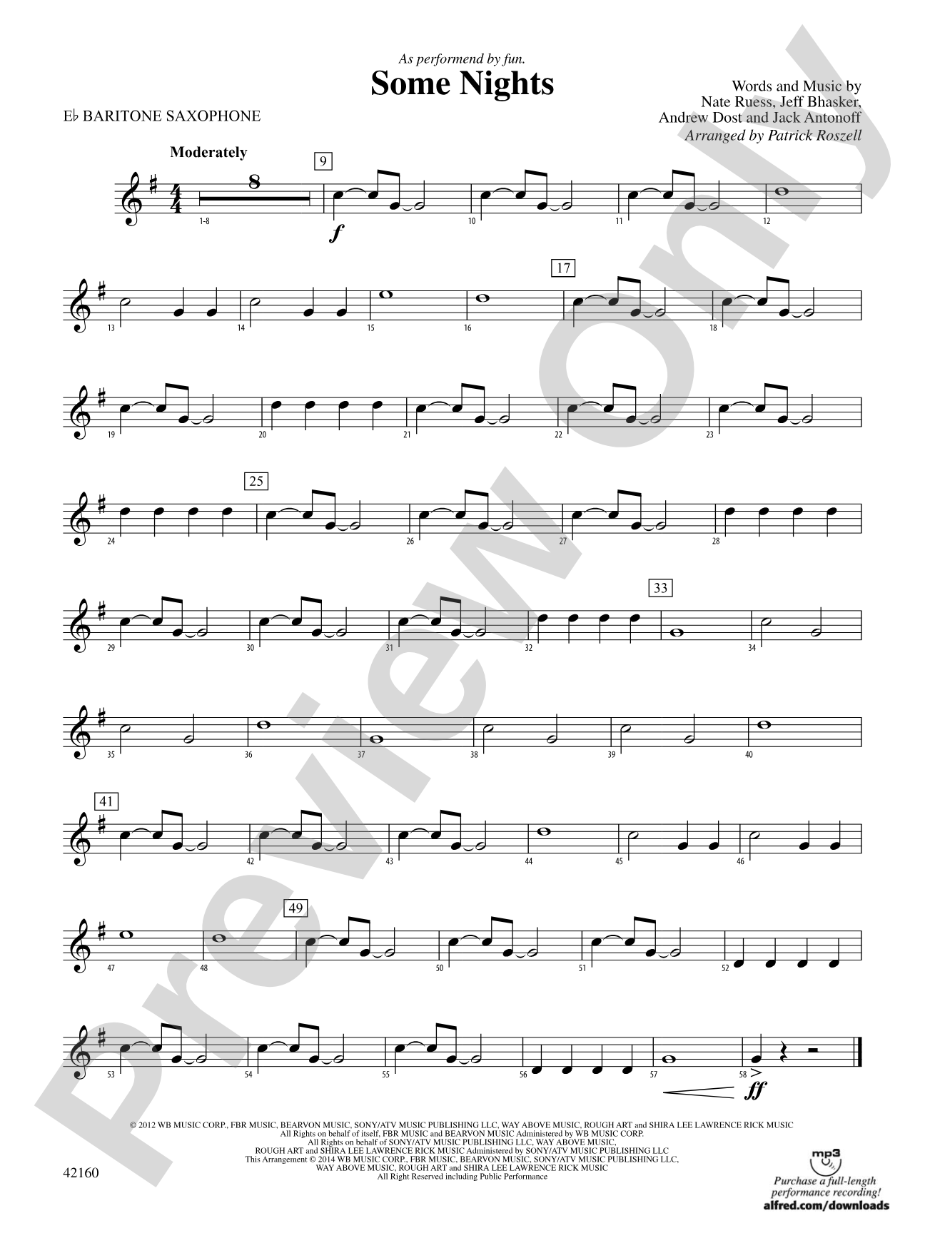 Some Nights: E-flat Baritone Saxophone