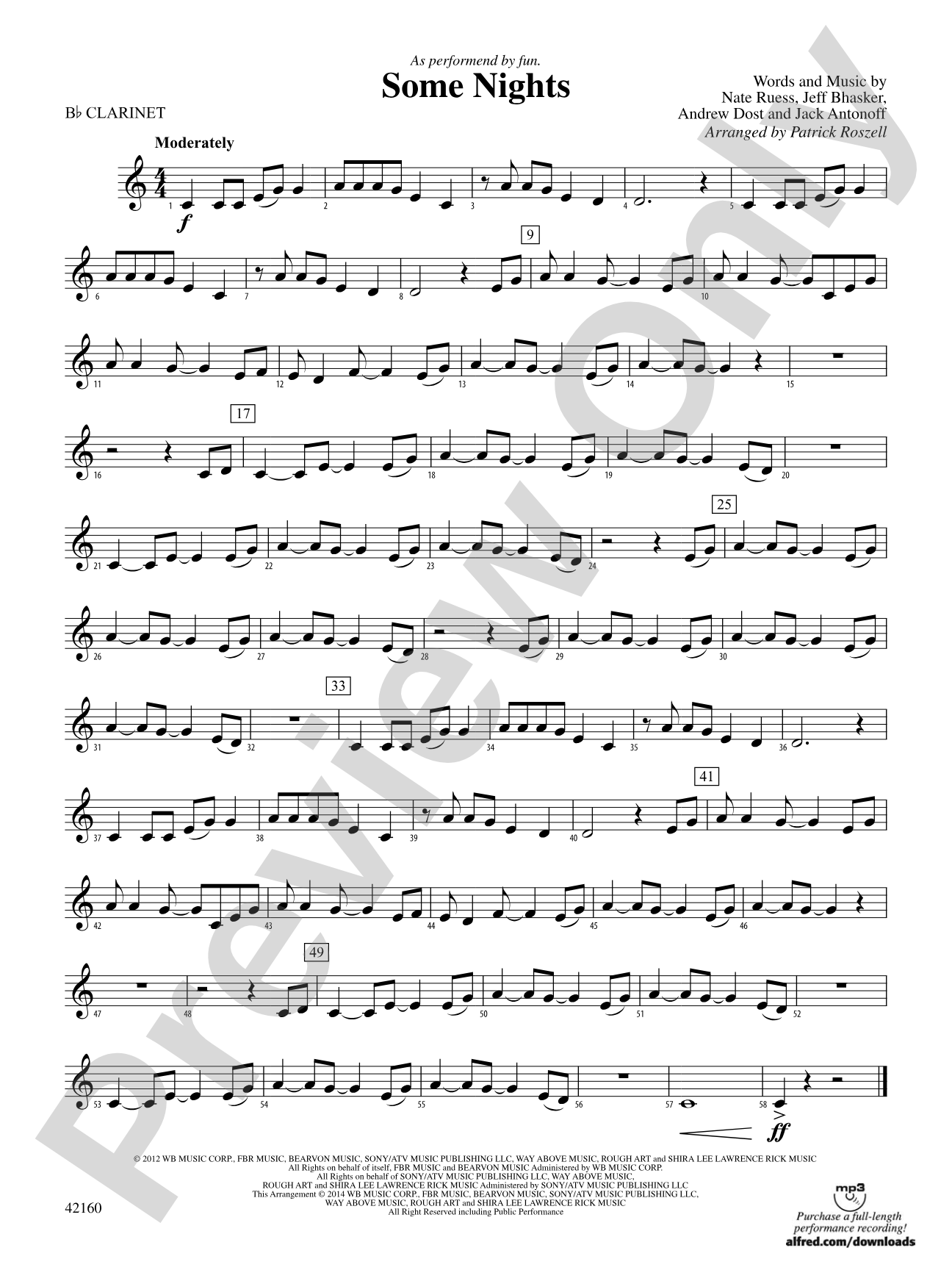 Some Nights: 1st B-flat Clarinet