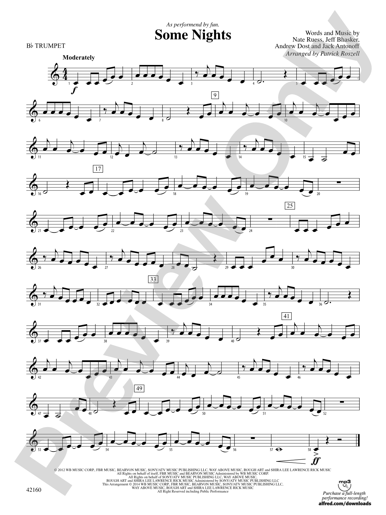 Some Nights: 1st B-flat Trumpet