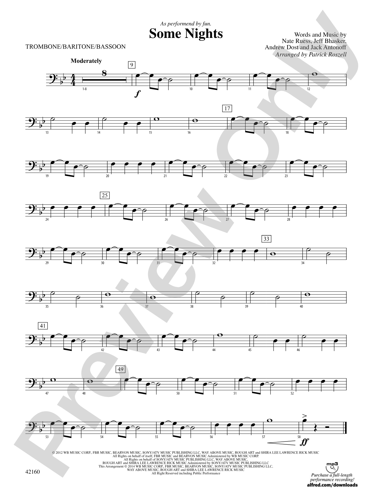 Some Nights: 1st Trombone