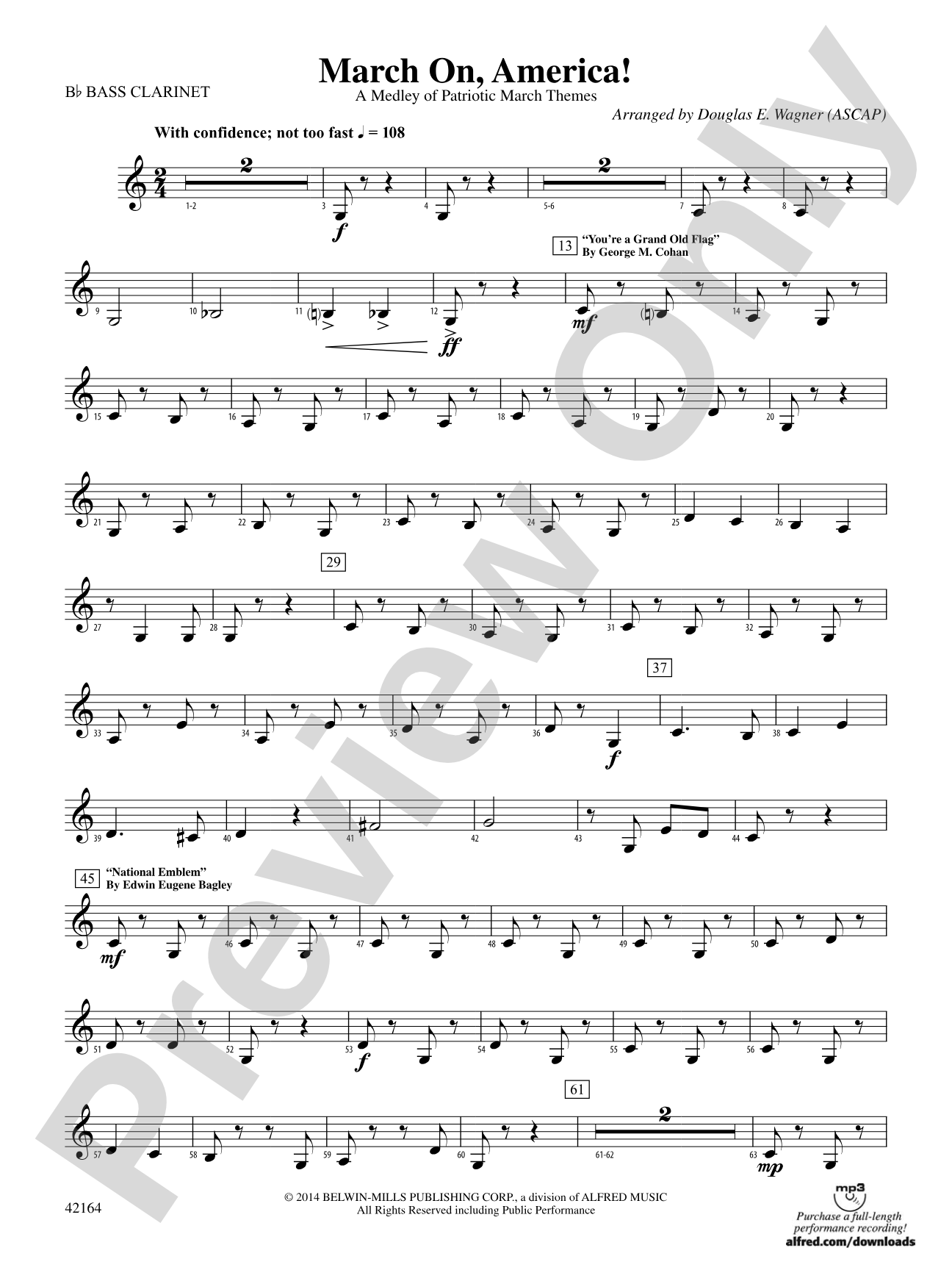 March On, America!: B-flat Bass Clarinet