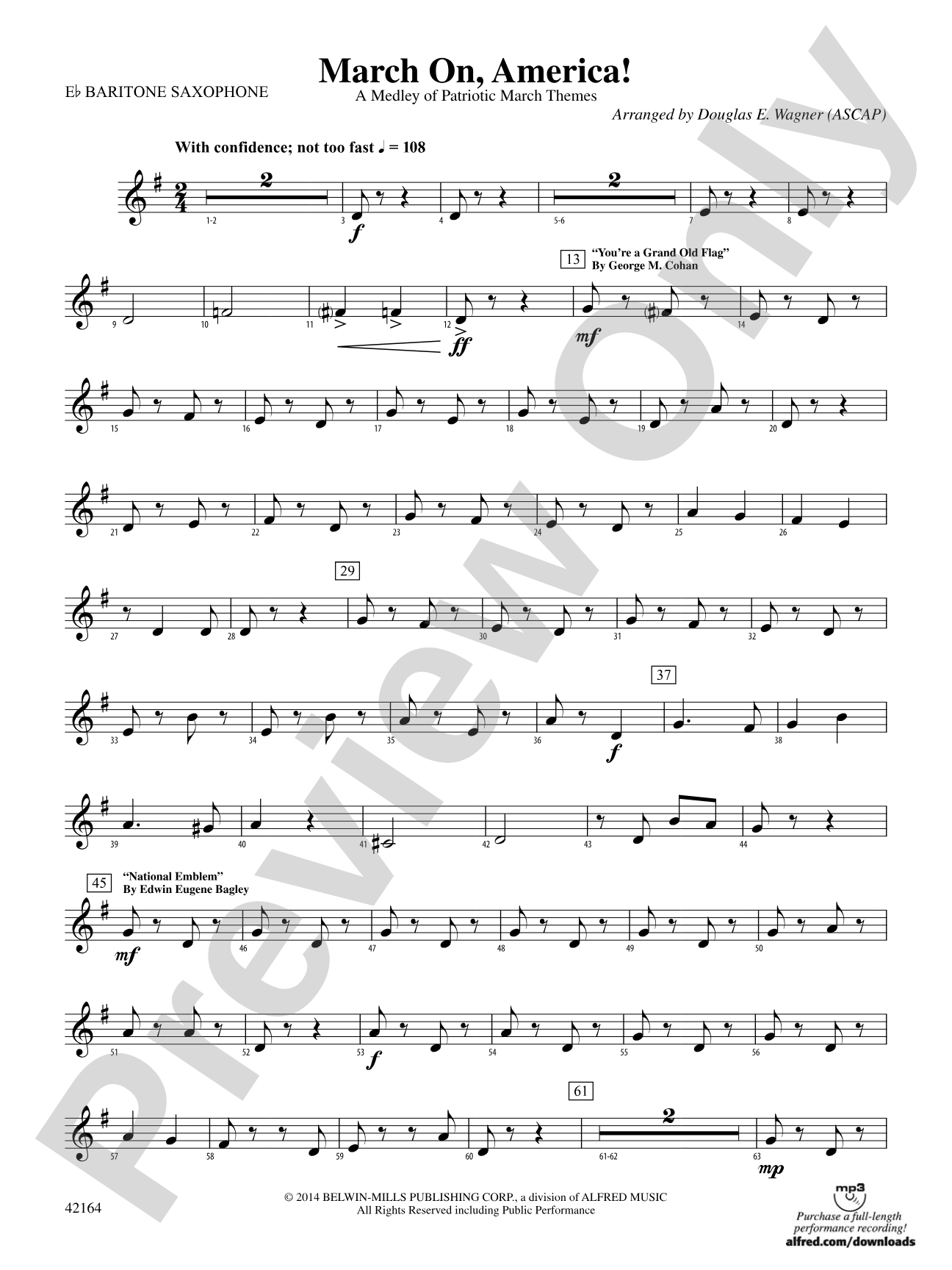 March On, America!: E-flat Baritone Saxophone