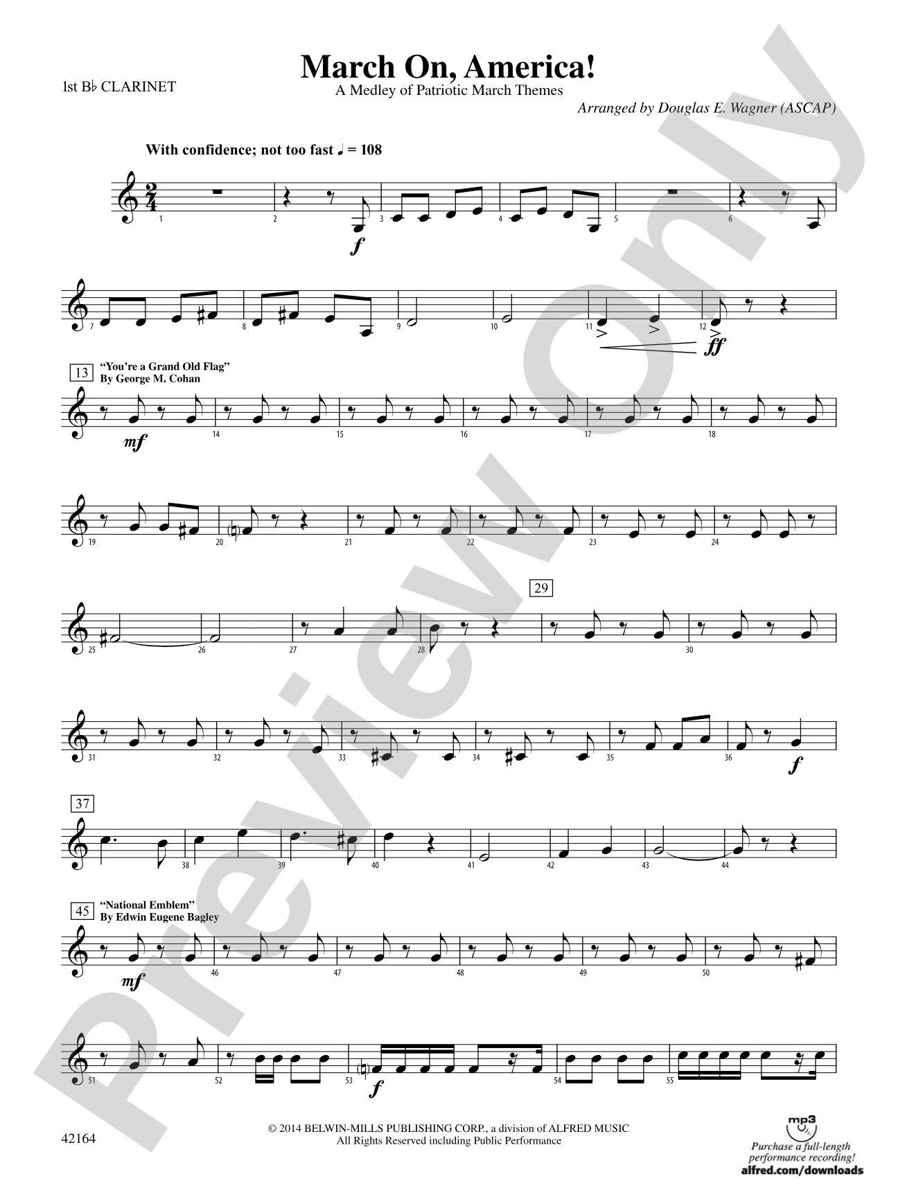March On, America!: 1st B-flat Clarinet