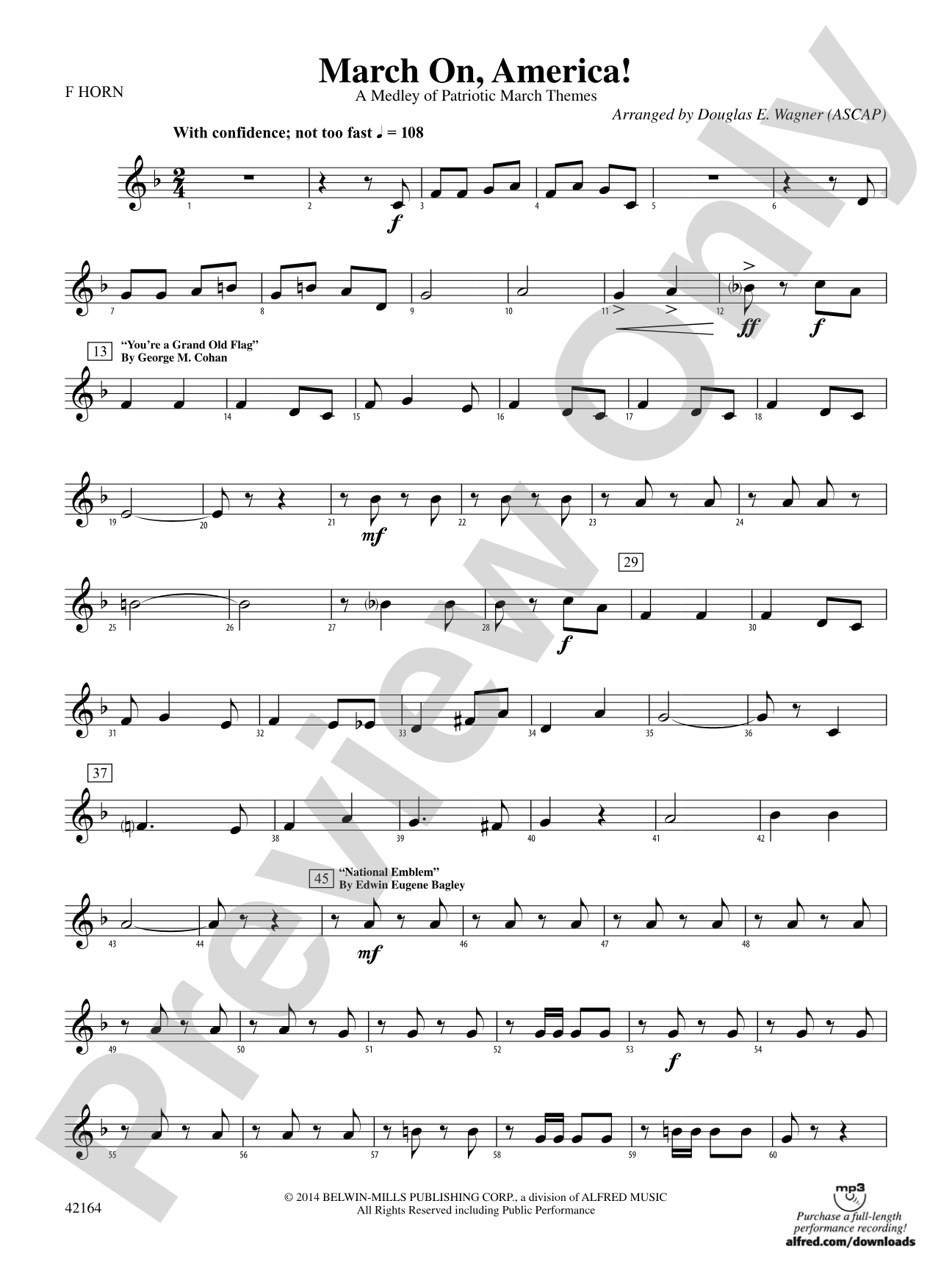 March On, America!: 1st F Horn