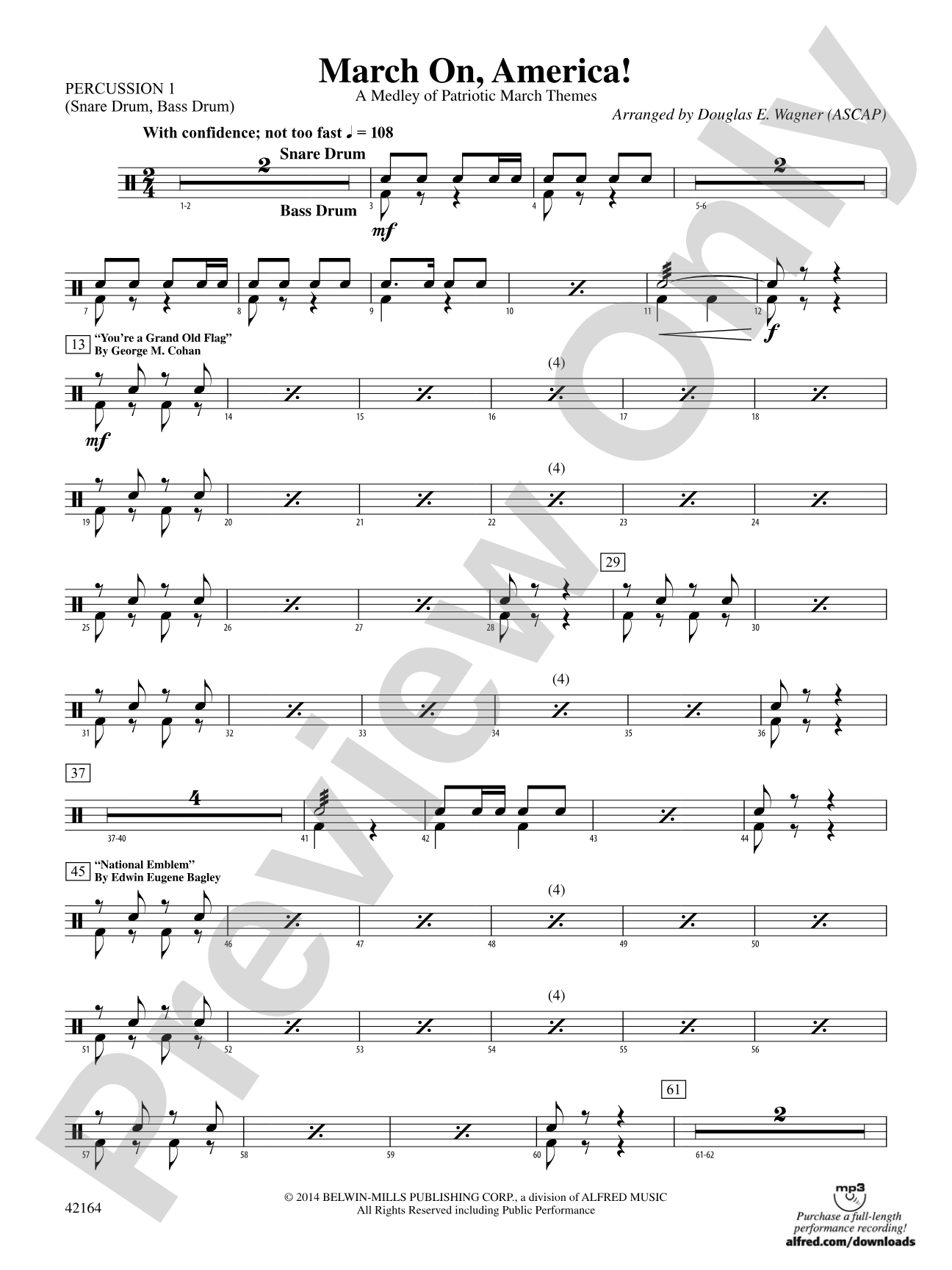 March On, America!: 1st Percussion