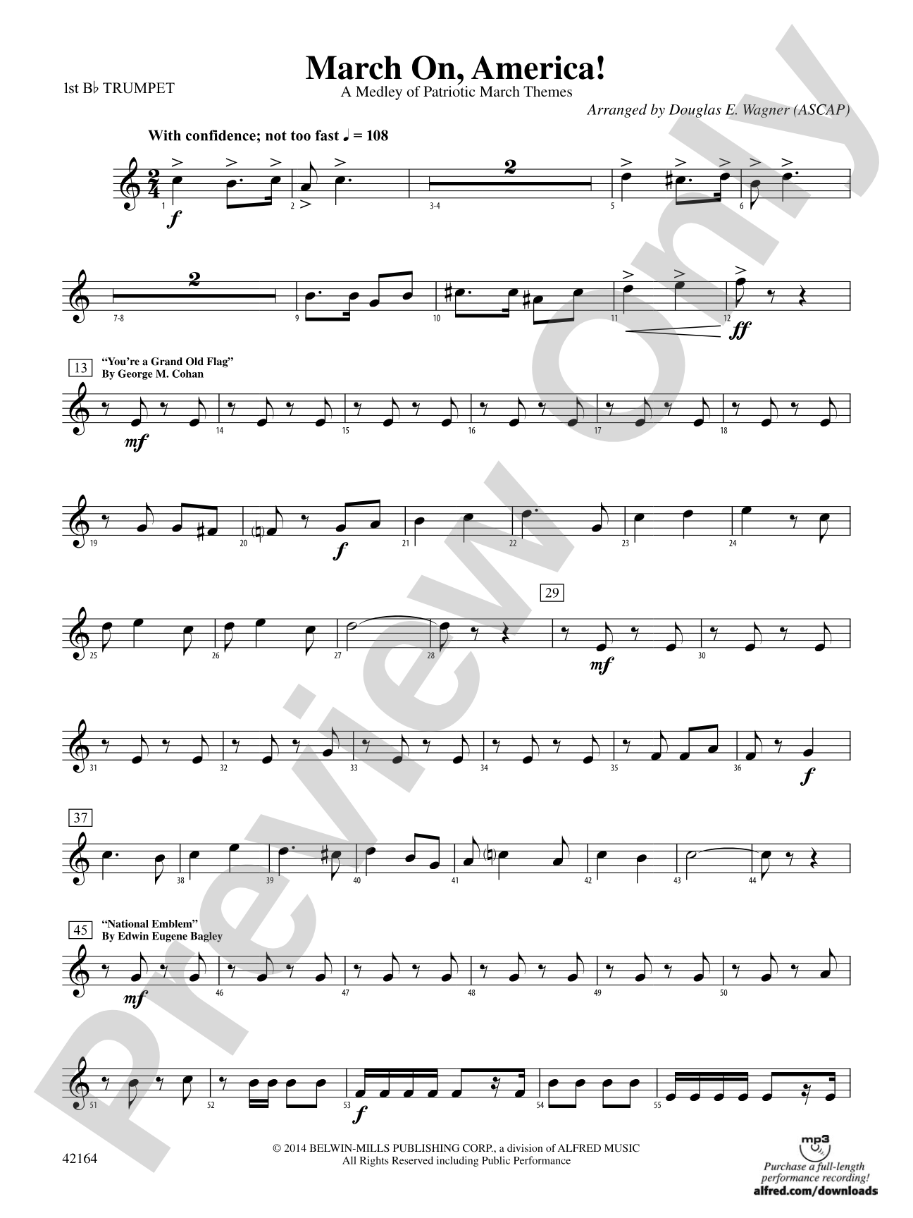 March On, America!: 1st B-flat Trumpet