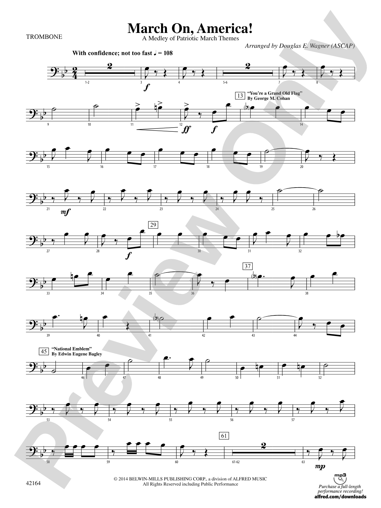 March On, America!: 1st Trombone