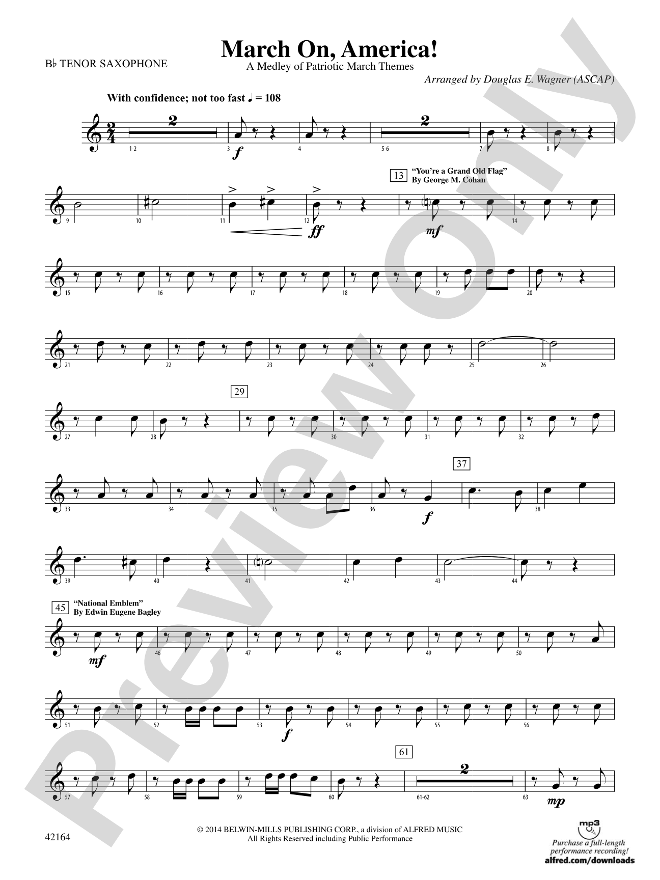 March On, America!: B-flat Tenor Saxophone