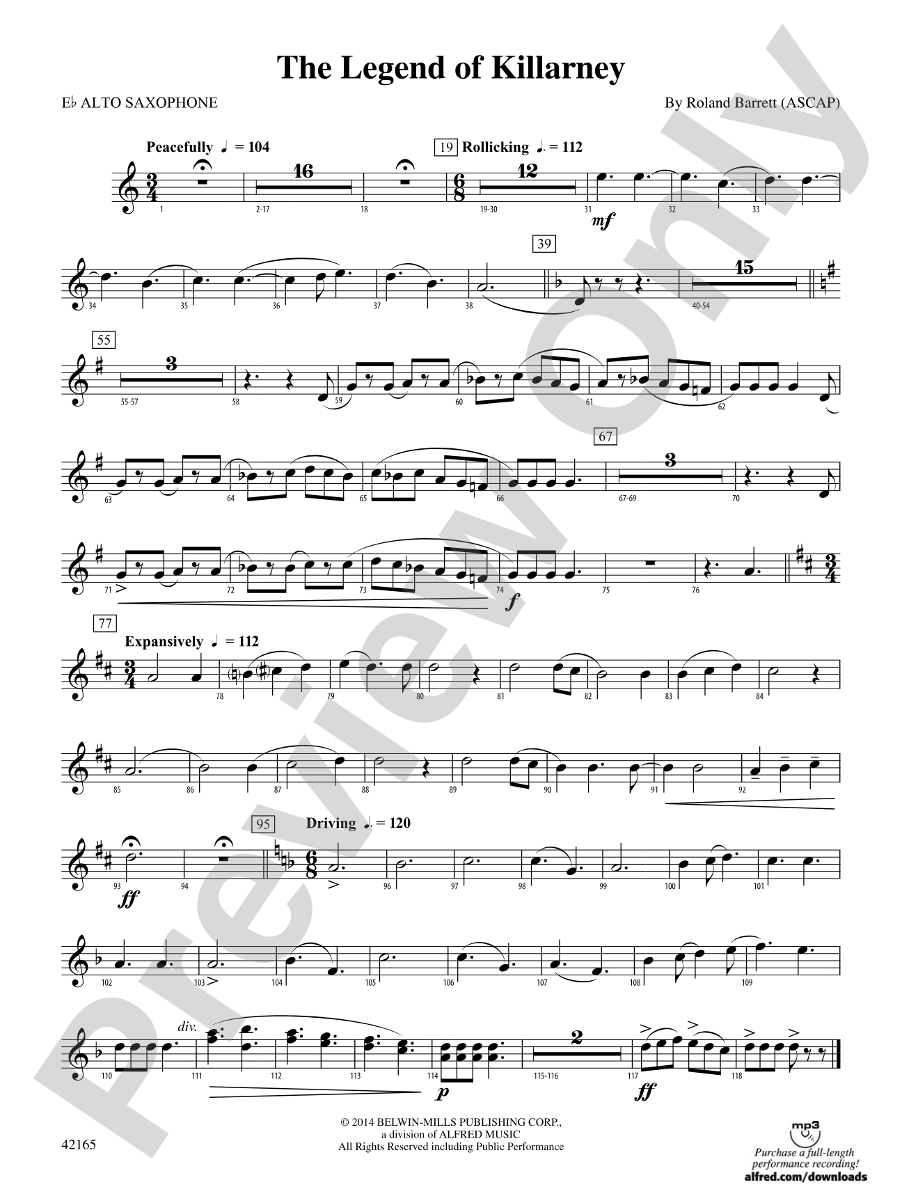 The Legend of Killarney: E-flat Alto Saxophone