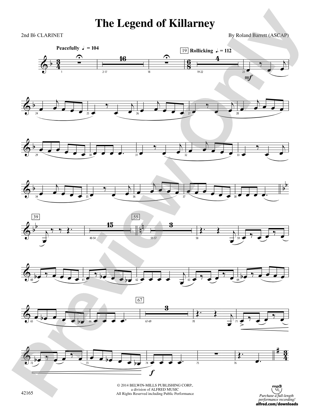 The Legend of Killarney: 2nd B-flat Clarinet