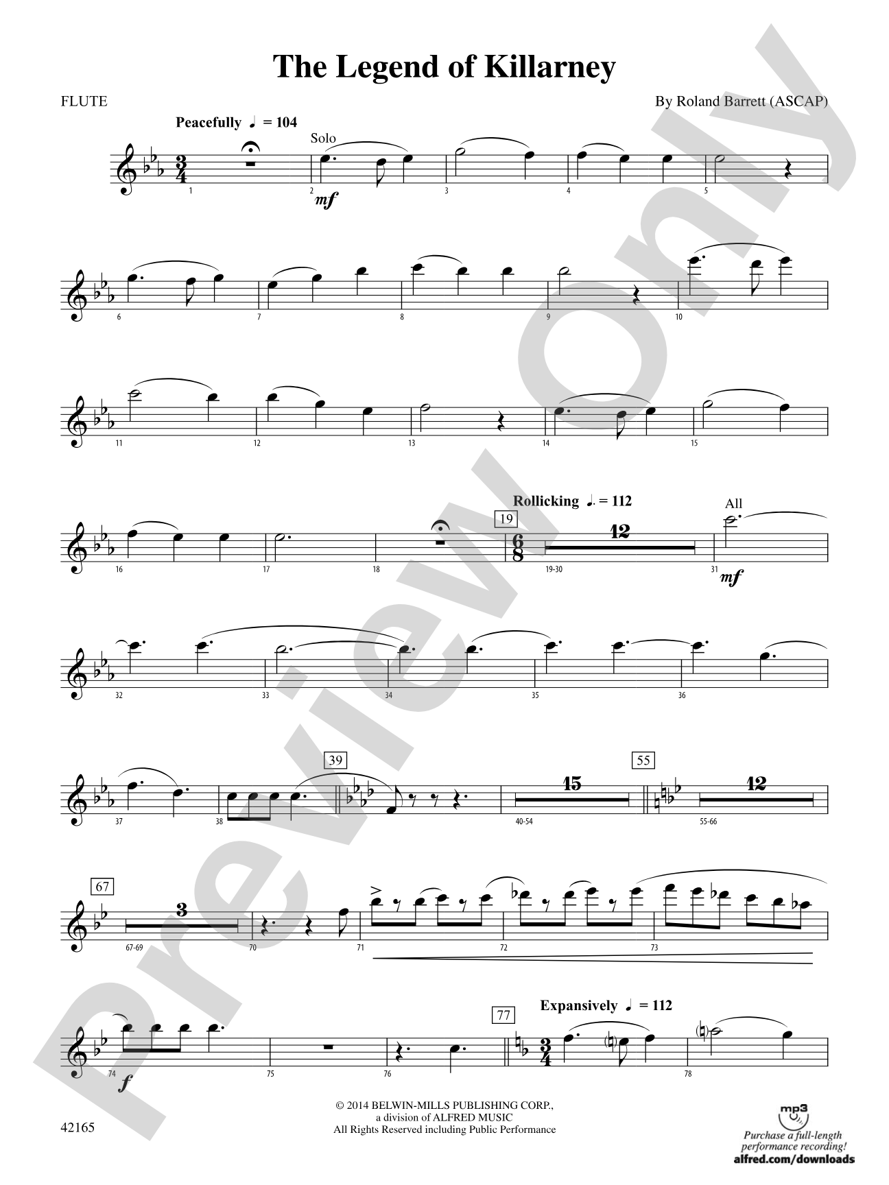 The Legend of Killarney: Flute