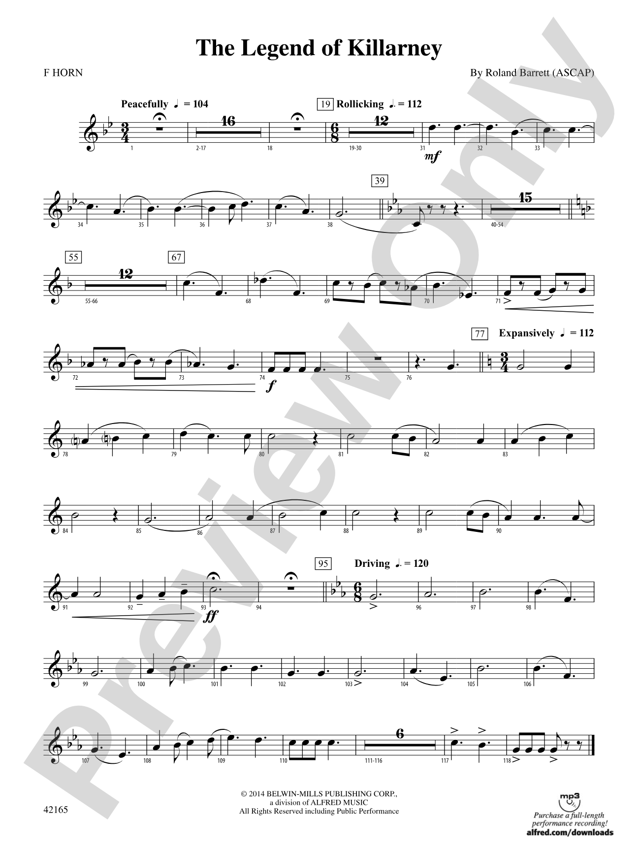 The Legend of Killarney: 1st F Horn