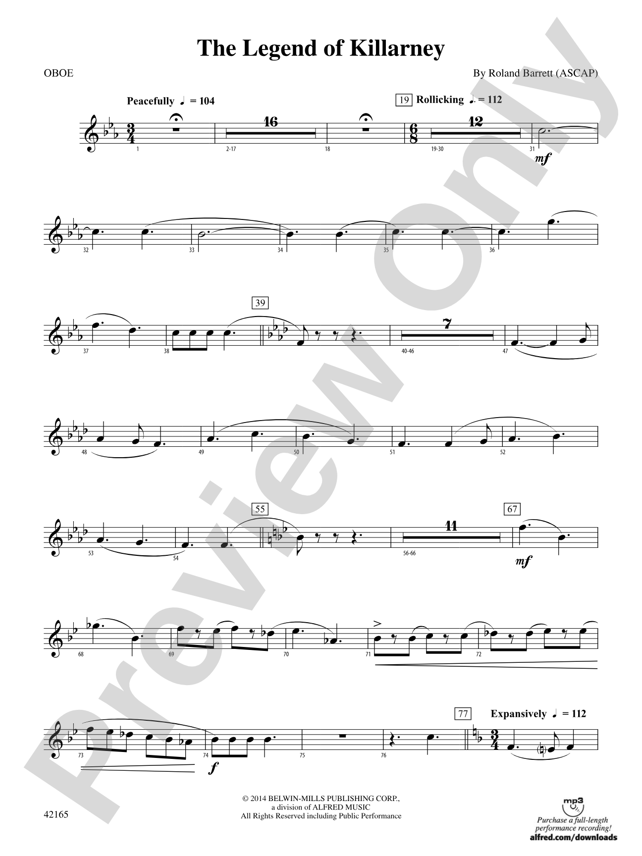 The Legend of Killarney: Oboe