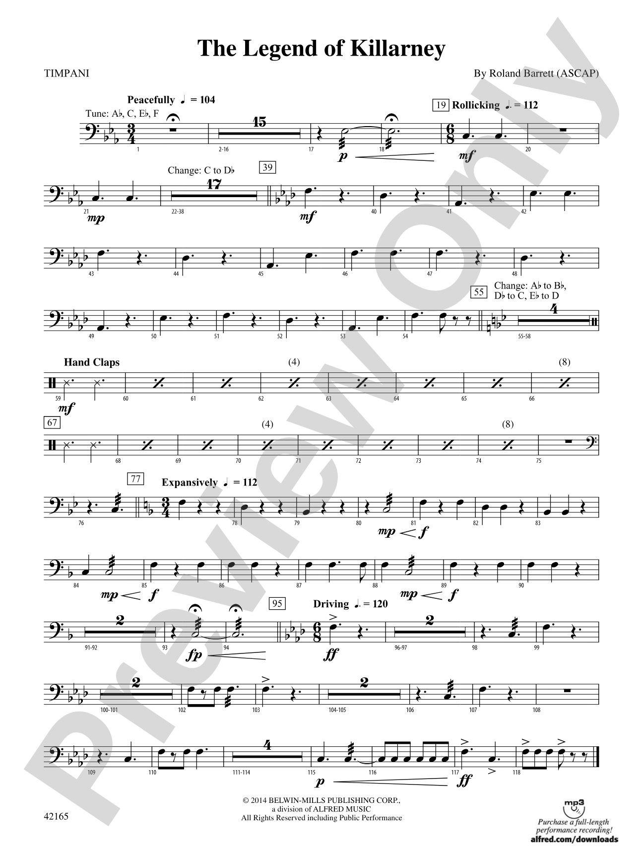 The Legend of Killarney: Timpani