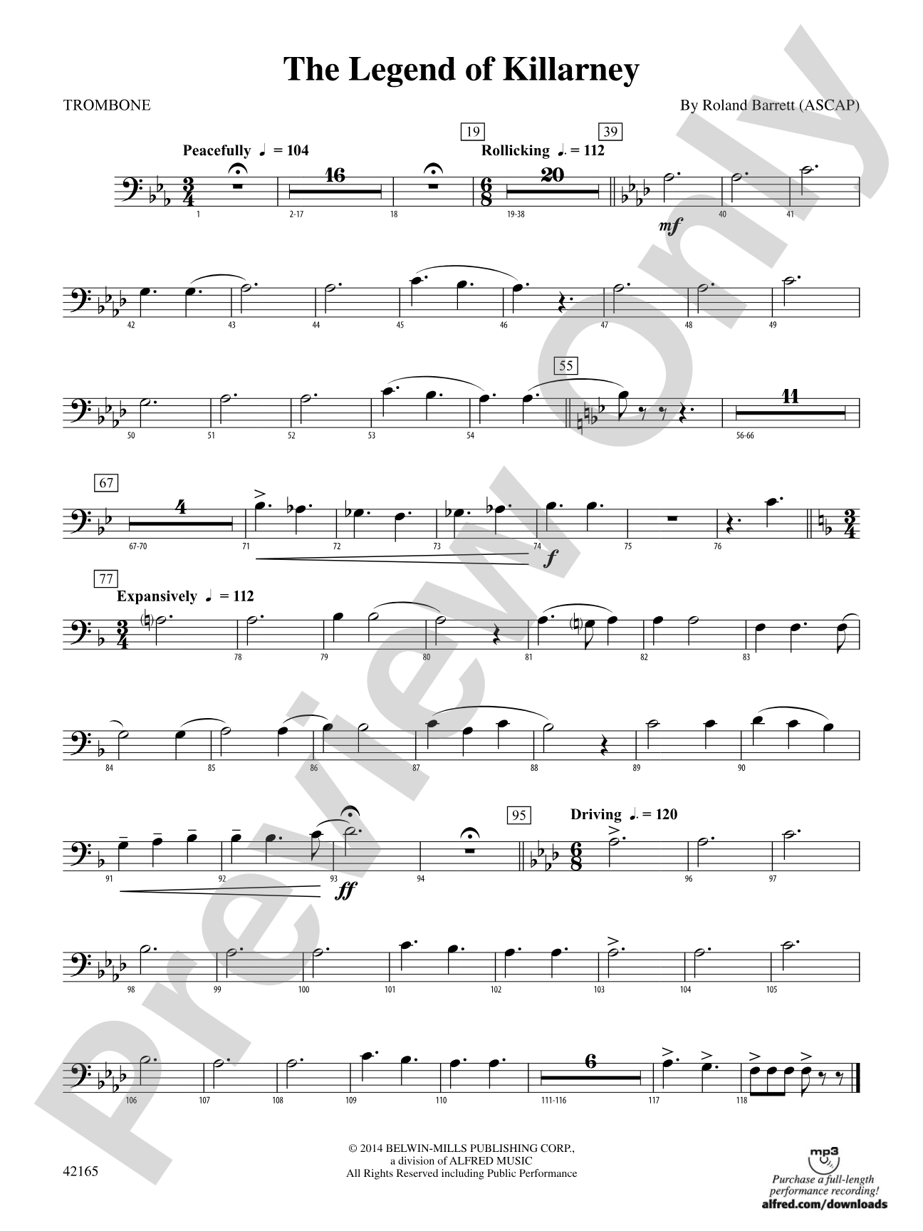 The Legend of Killarney: 1st Trombone
