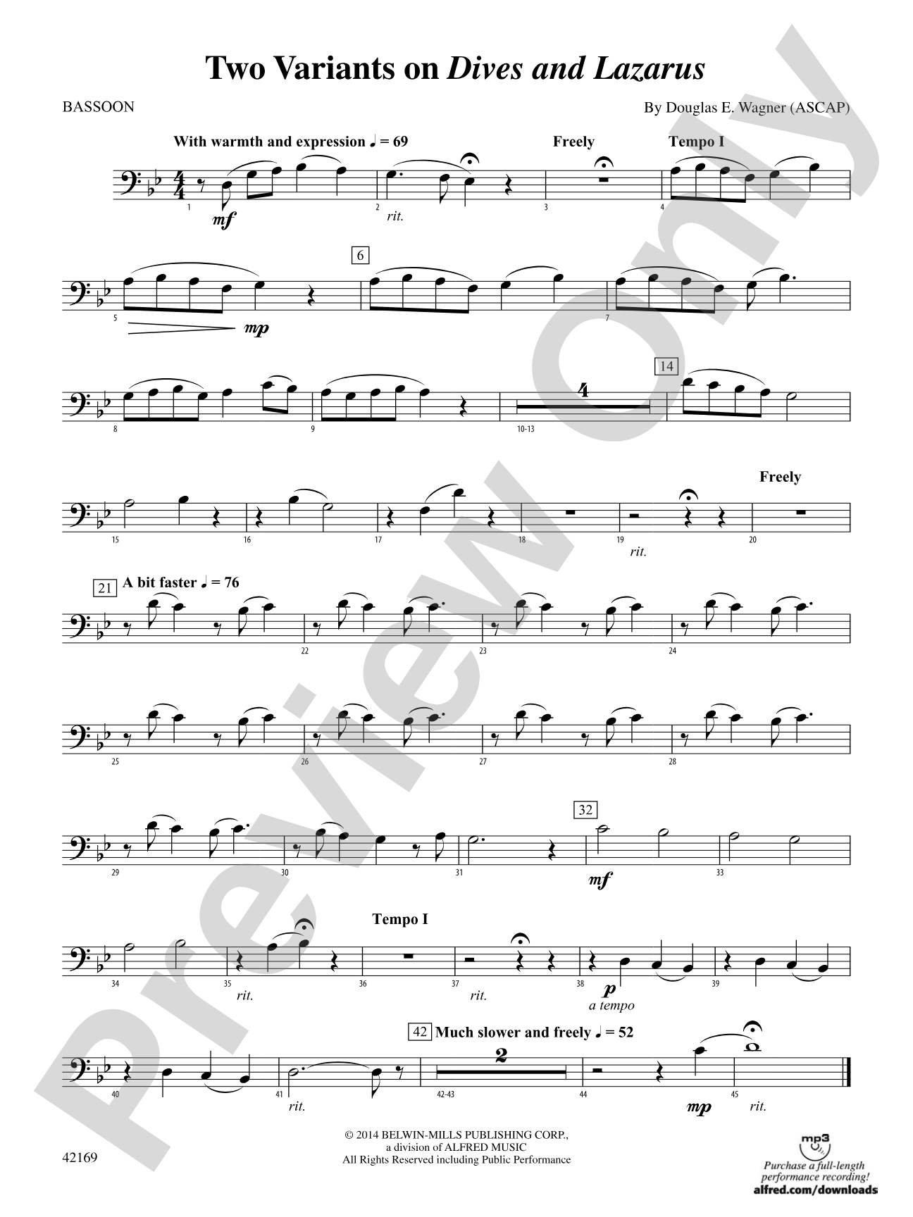 Two Variants on "Dives and Lazarus": Bassoon