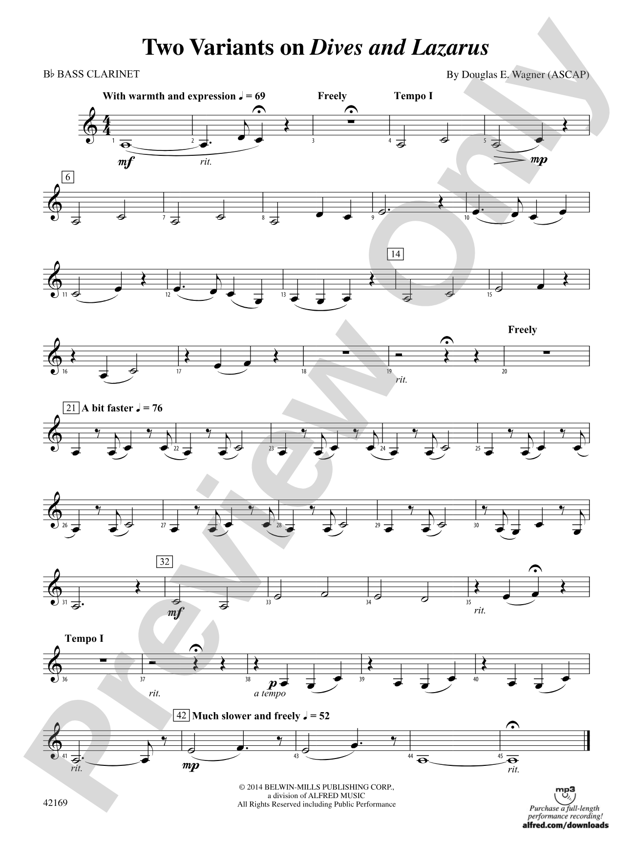 Two Variants on "Dives and Lazarus": B-flat Bass Clarinet