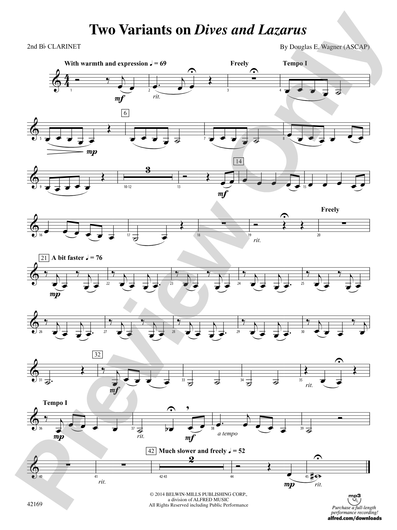 Two Variants on "Dives and Lazarus": 2nd B-flat Clarinet
