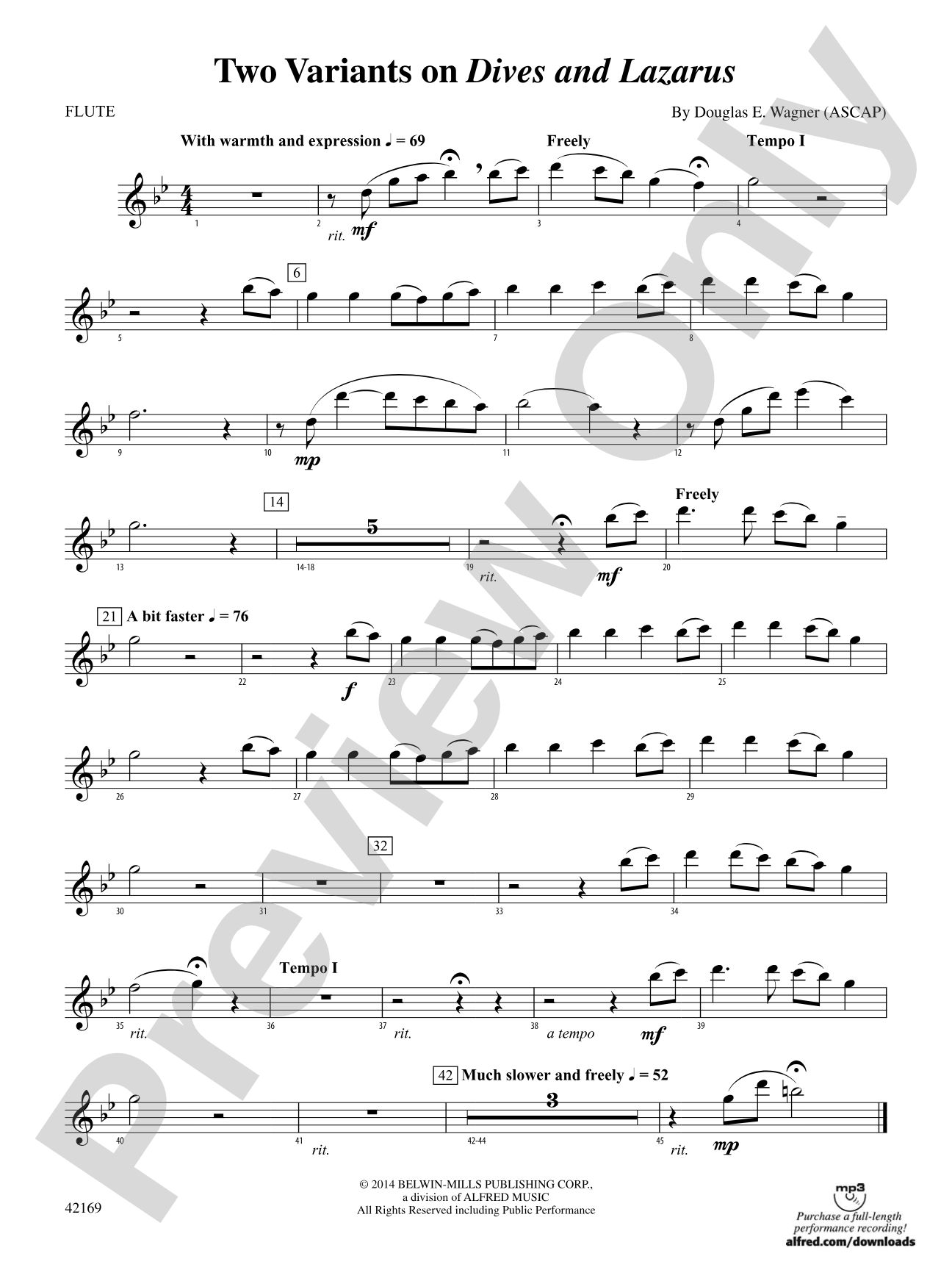 Two Variants on "Dives and Lazarus": Flute