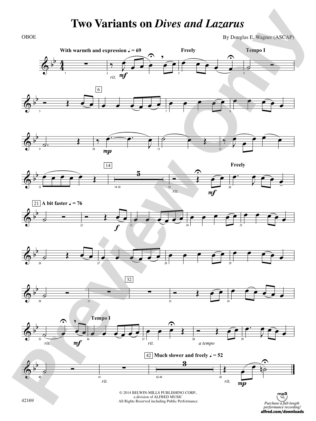 Two Variants on "Dives and Lazarus": Oboe