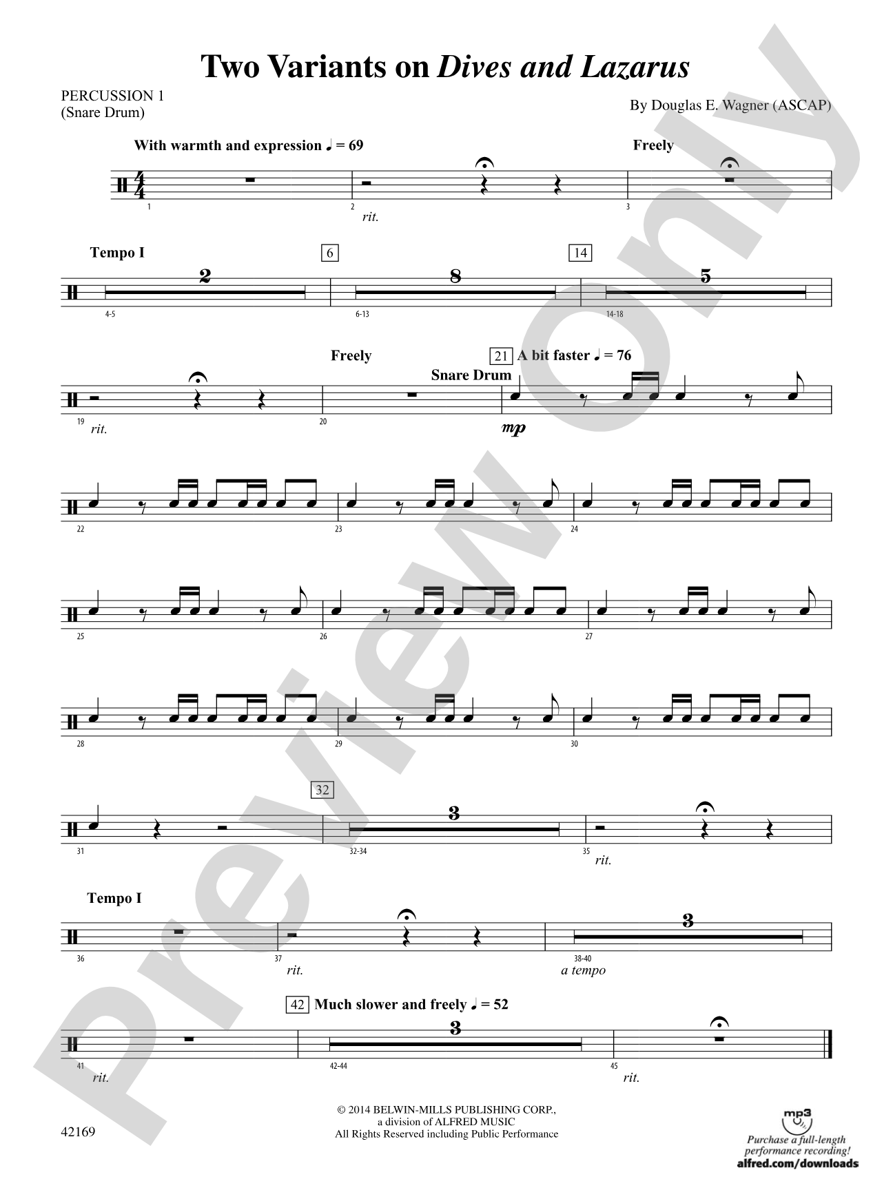 Two Variants on "Dives and Lazarus": 1st Percussion