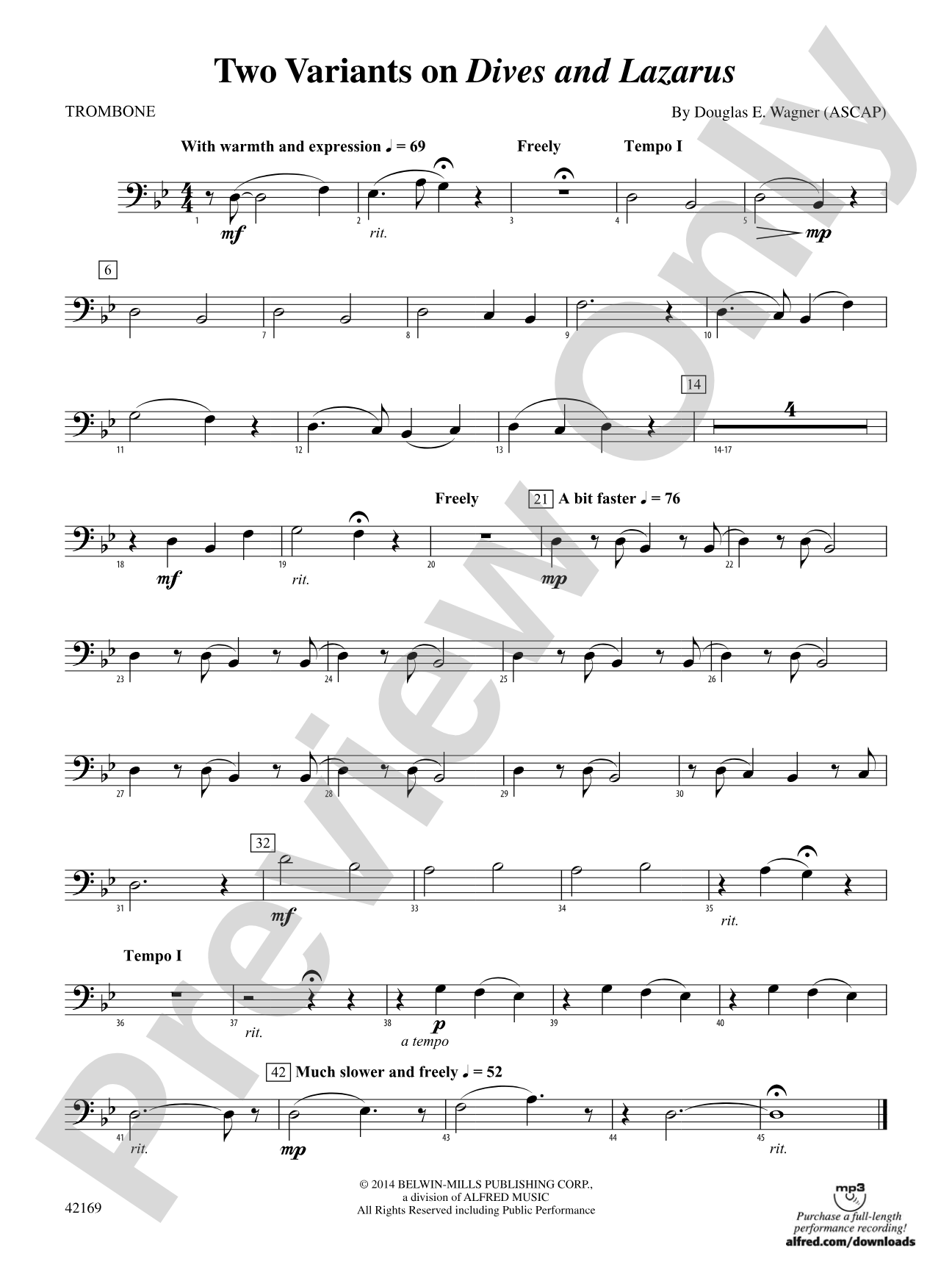 Two Variants on "Dives and Lazarus": 1st Trombone