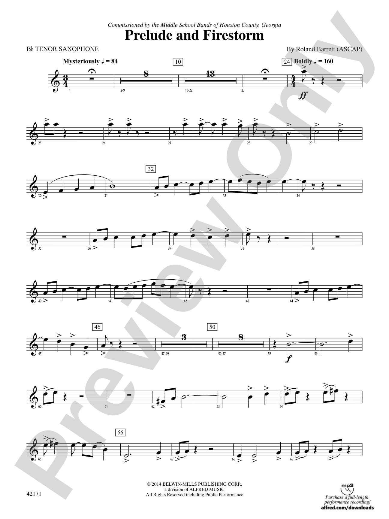 Prelude and Firestorm: B-flat Tenor Saxophone