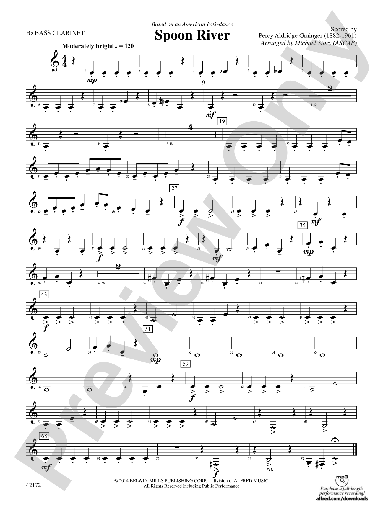 Spoon River: B-flat Bass Clarinet