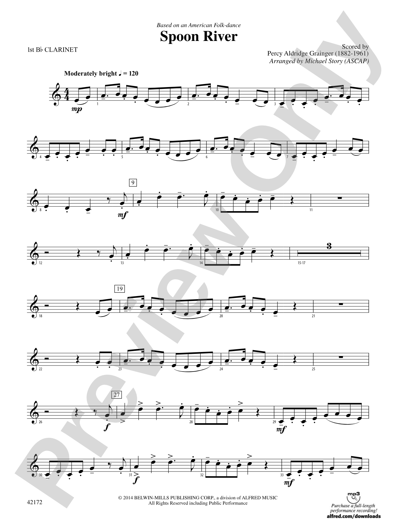 Spoon River: 1st B-flat Clarinet