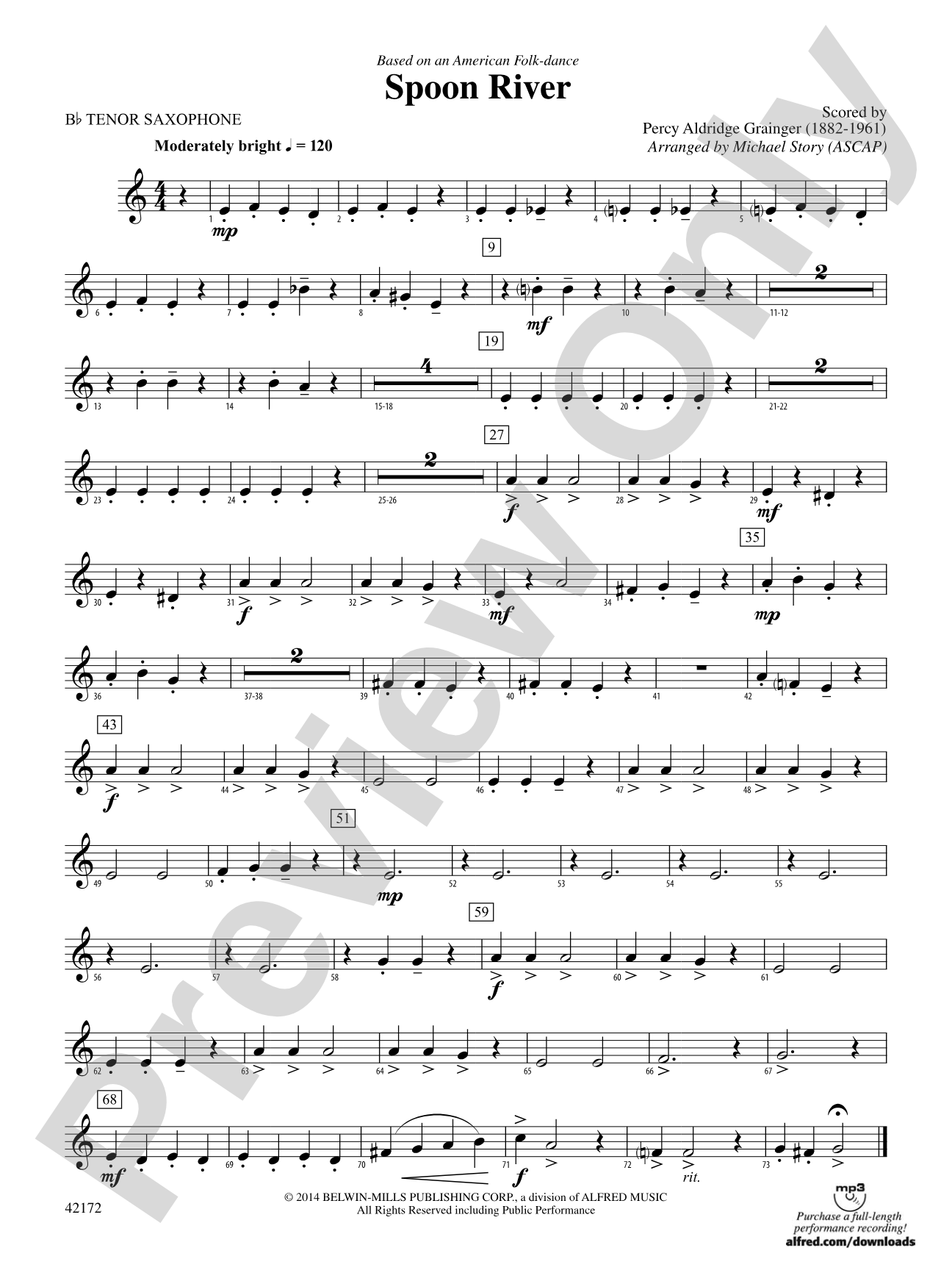 Spoon River: B-flat Tenor Saxophone