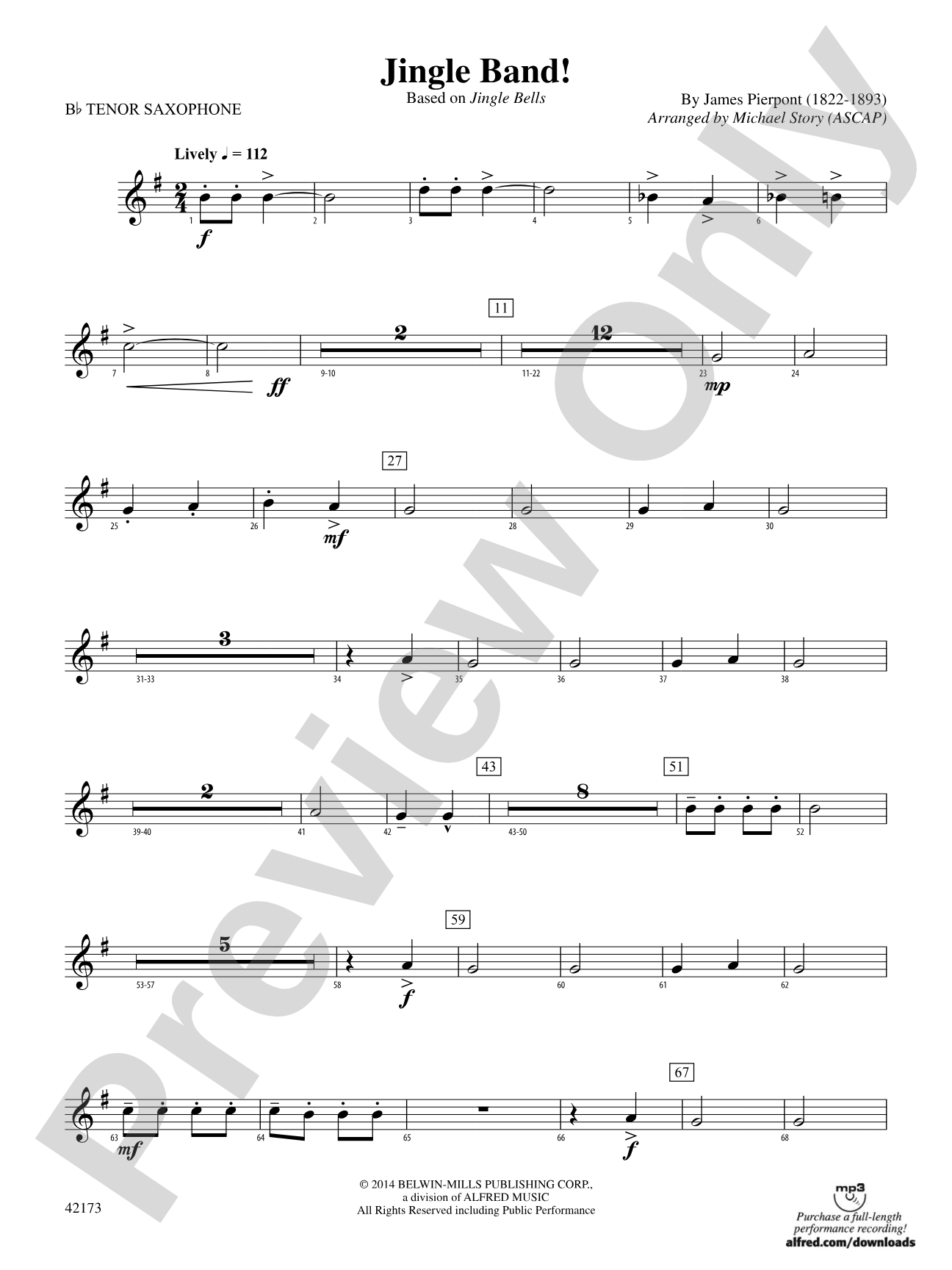 Jingle Band!: B-flat Tenor Saxophone
