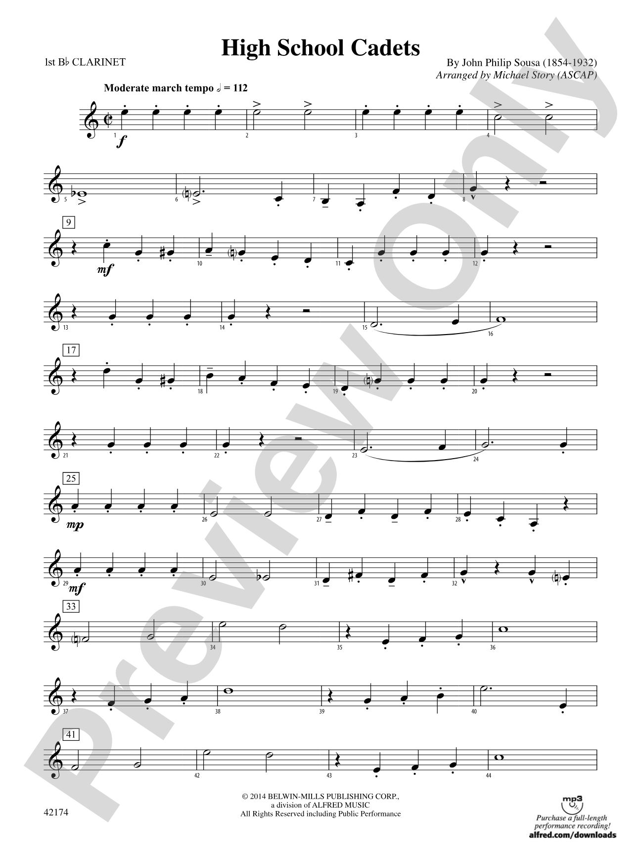 High School Cadets: 1st B-flat Clarinet
