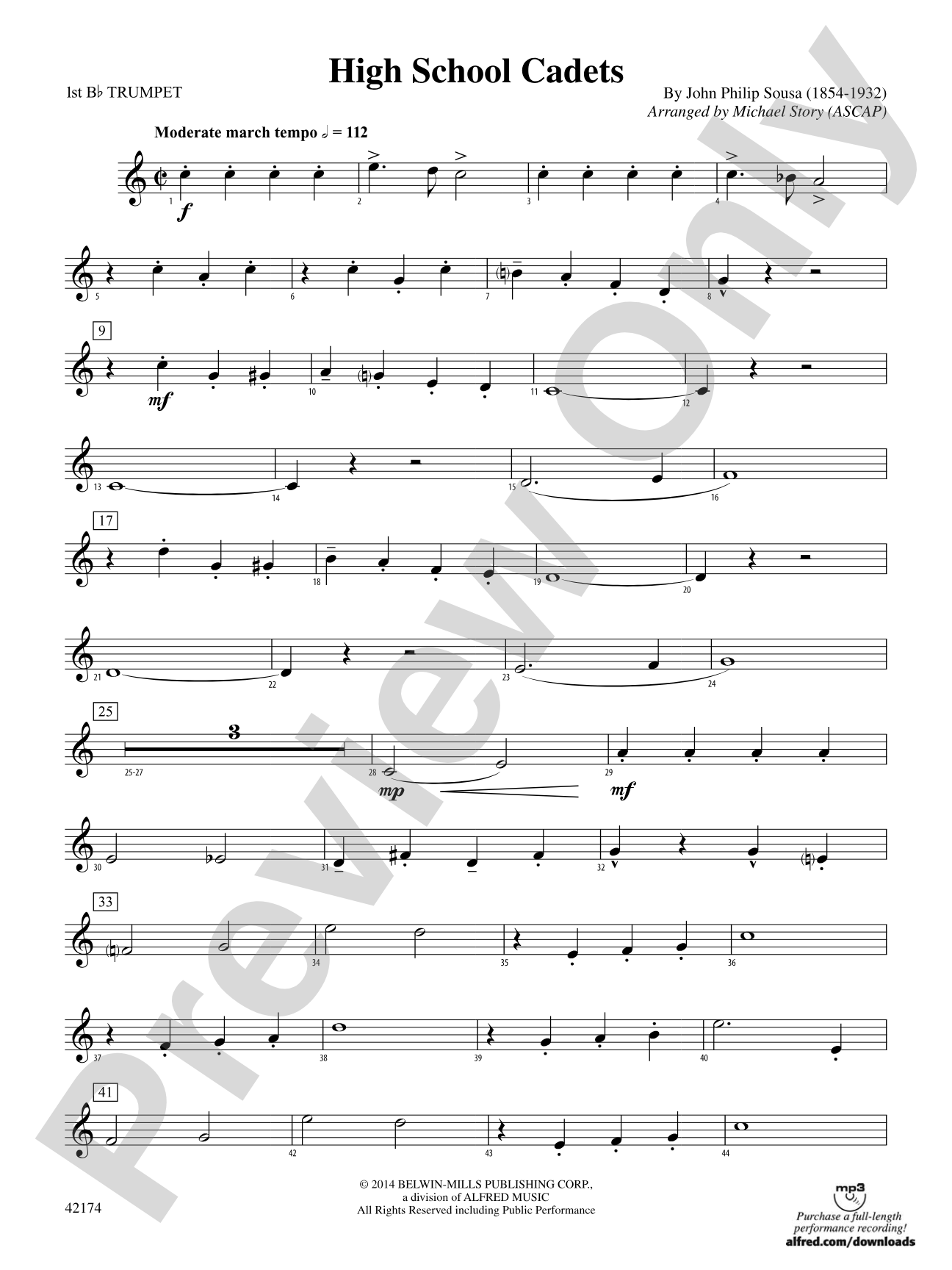 High School Cadets: 1st B-flat Trumpet