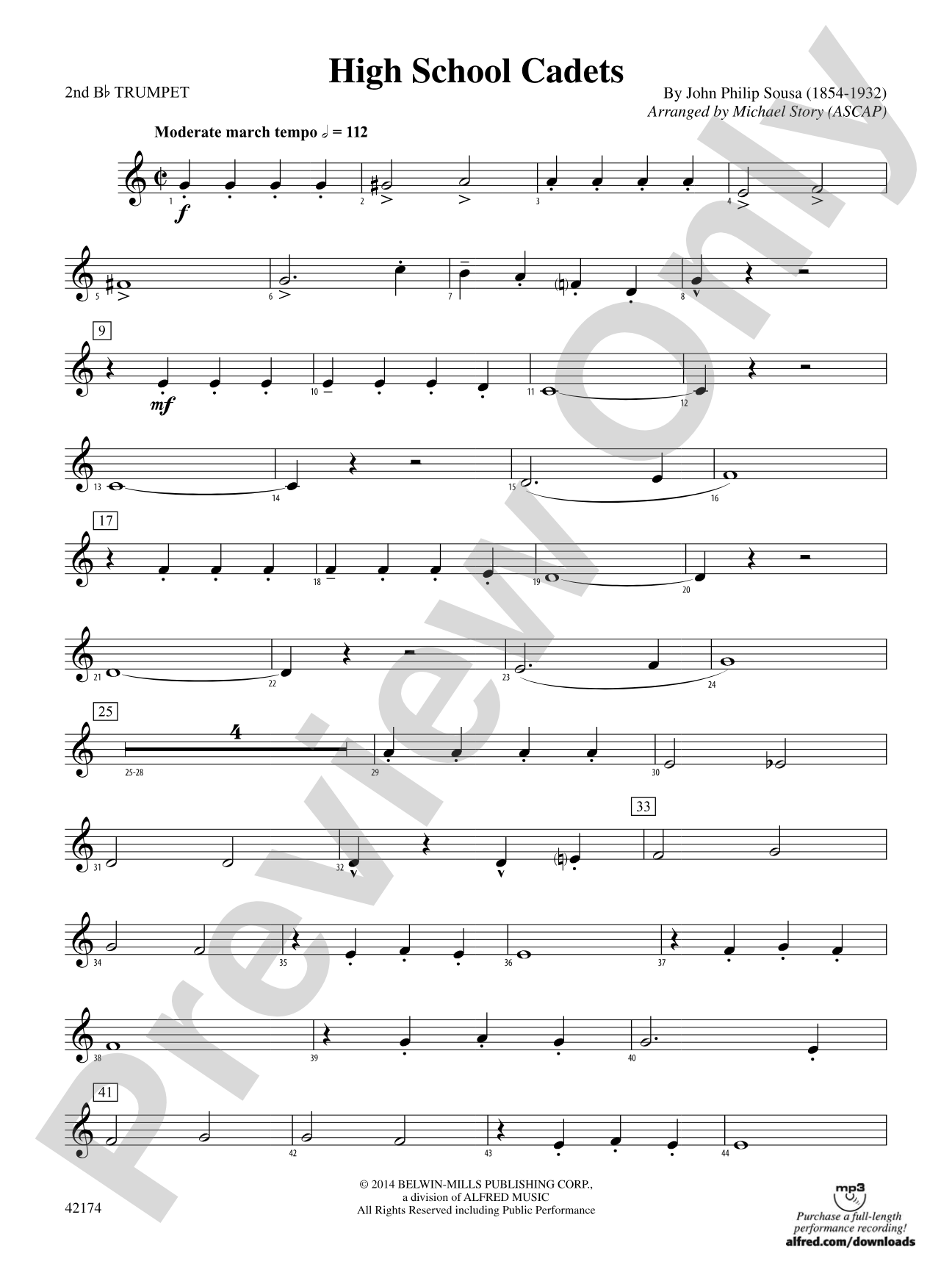 High School Cadets: 2nd B-flat Trumpet