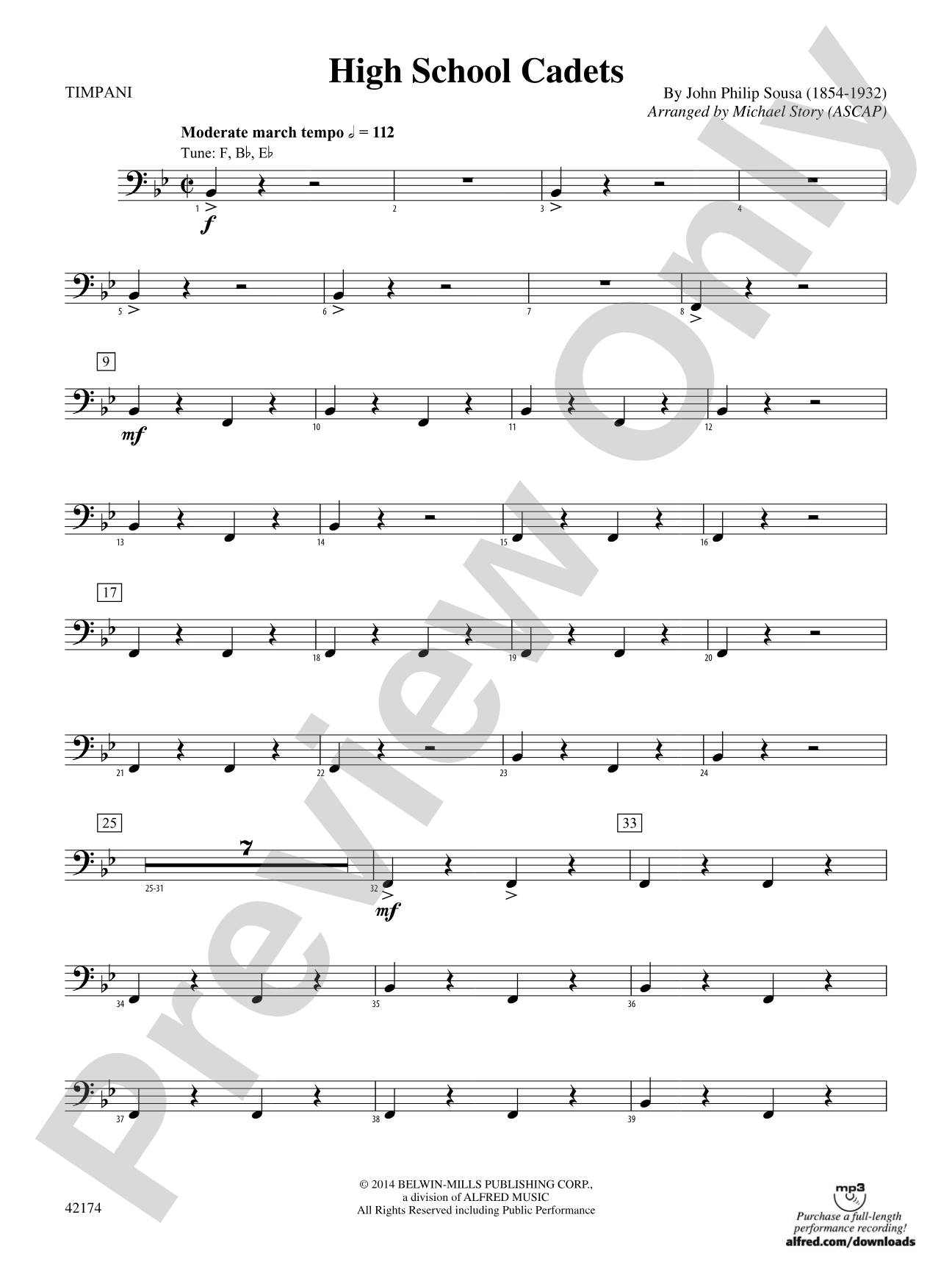 High School Cadets: Timpani