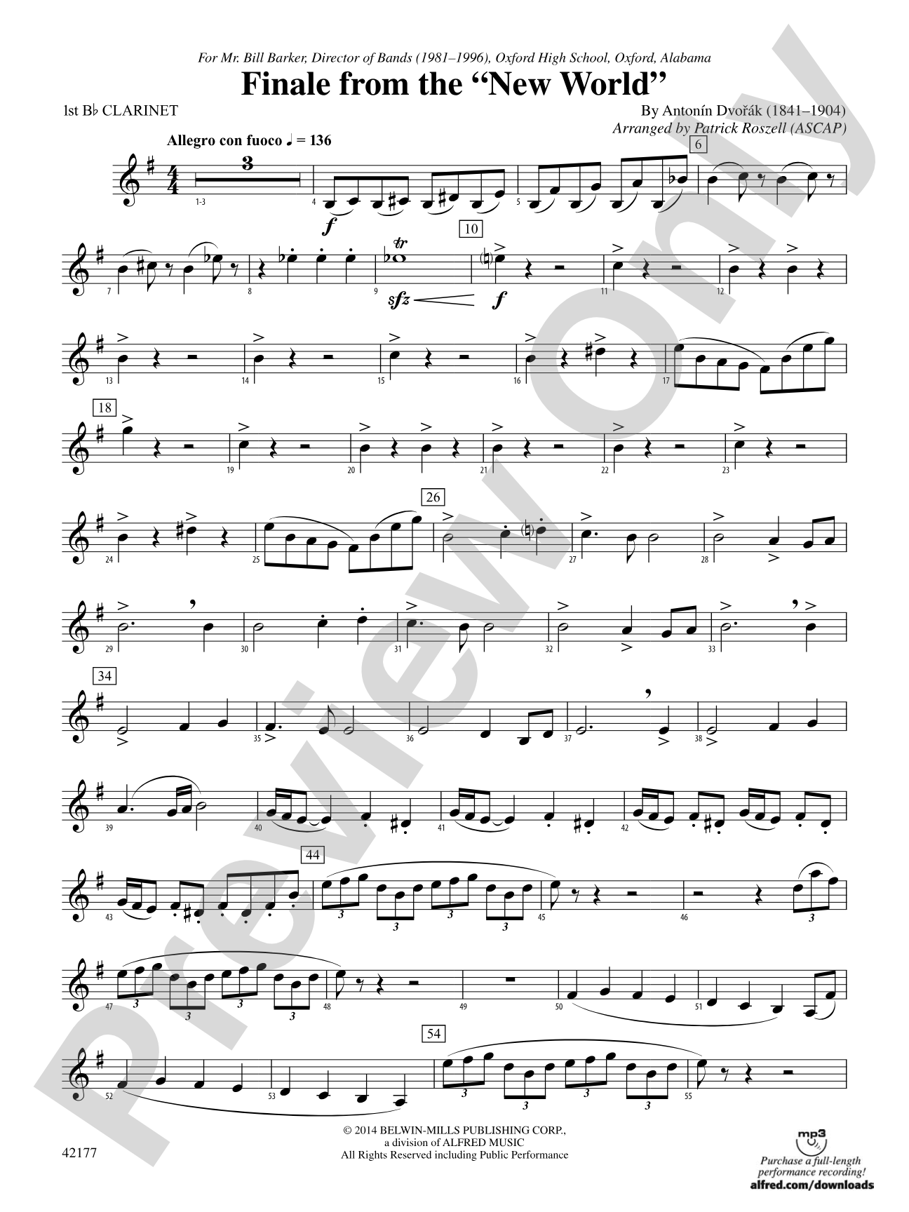 "The New World," Finale from: 1st B-flat Clarinet