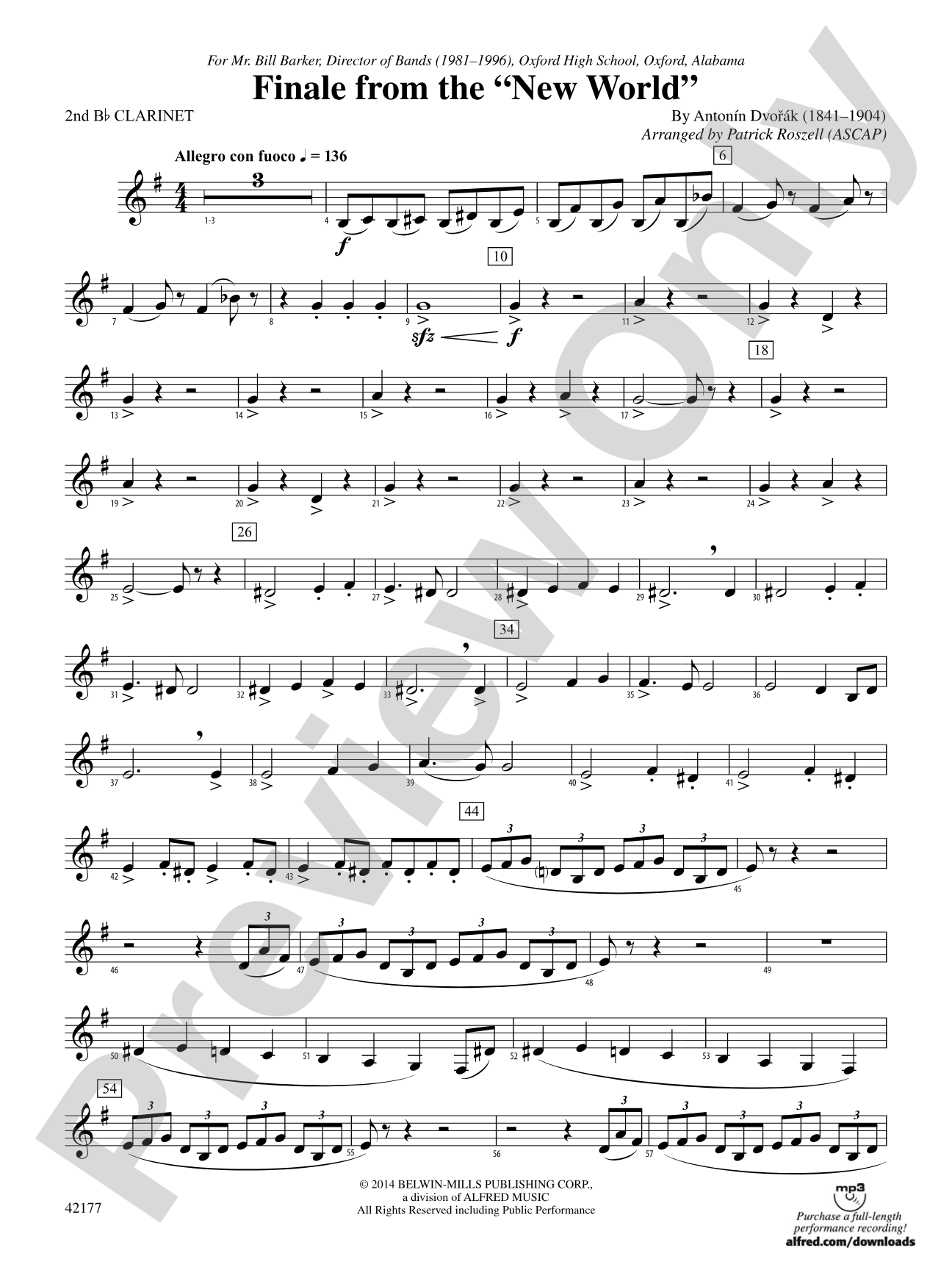 "The New World," Finale from: 2nd B-flat Clarinet