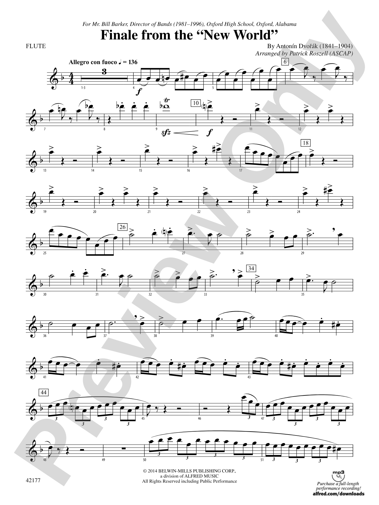 "The New World," Finale from: Flute