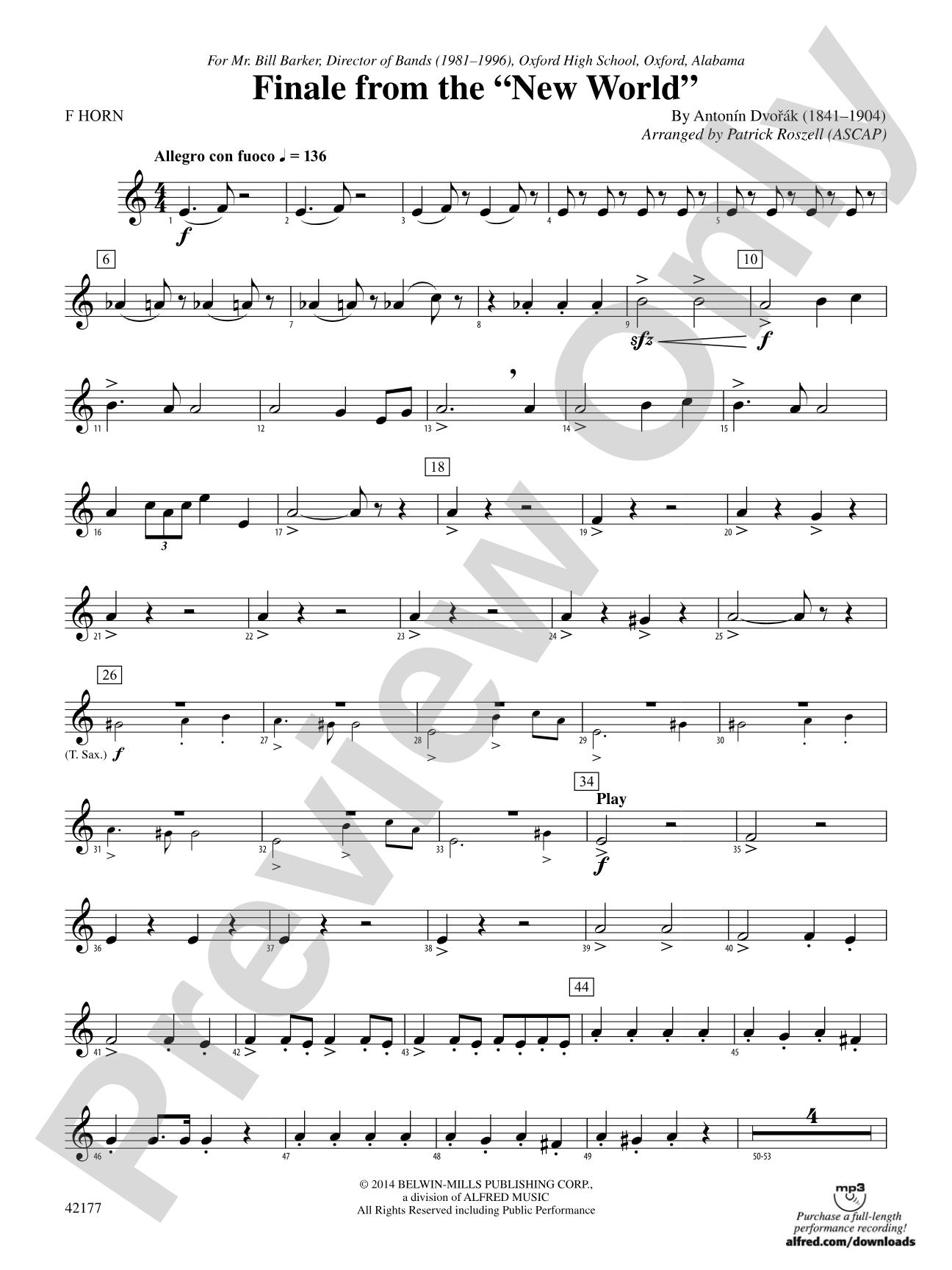 "The New World," Finale from: 1st F Horn