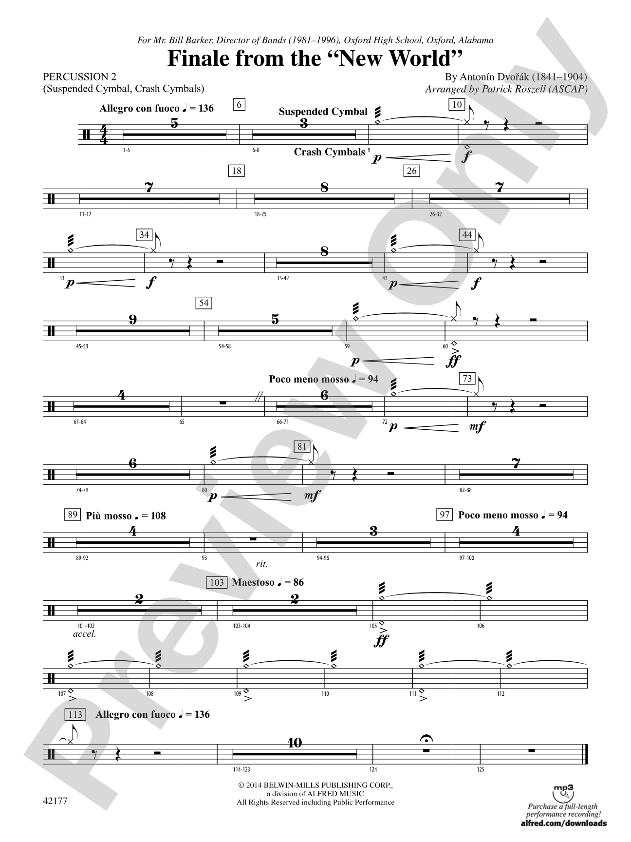 "The New World," Finale from: 2nd Percussion