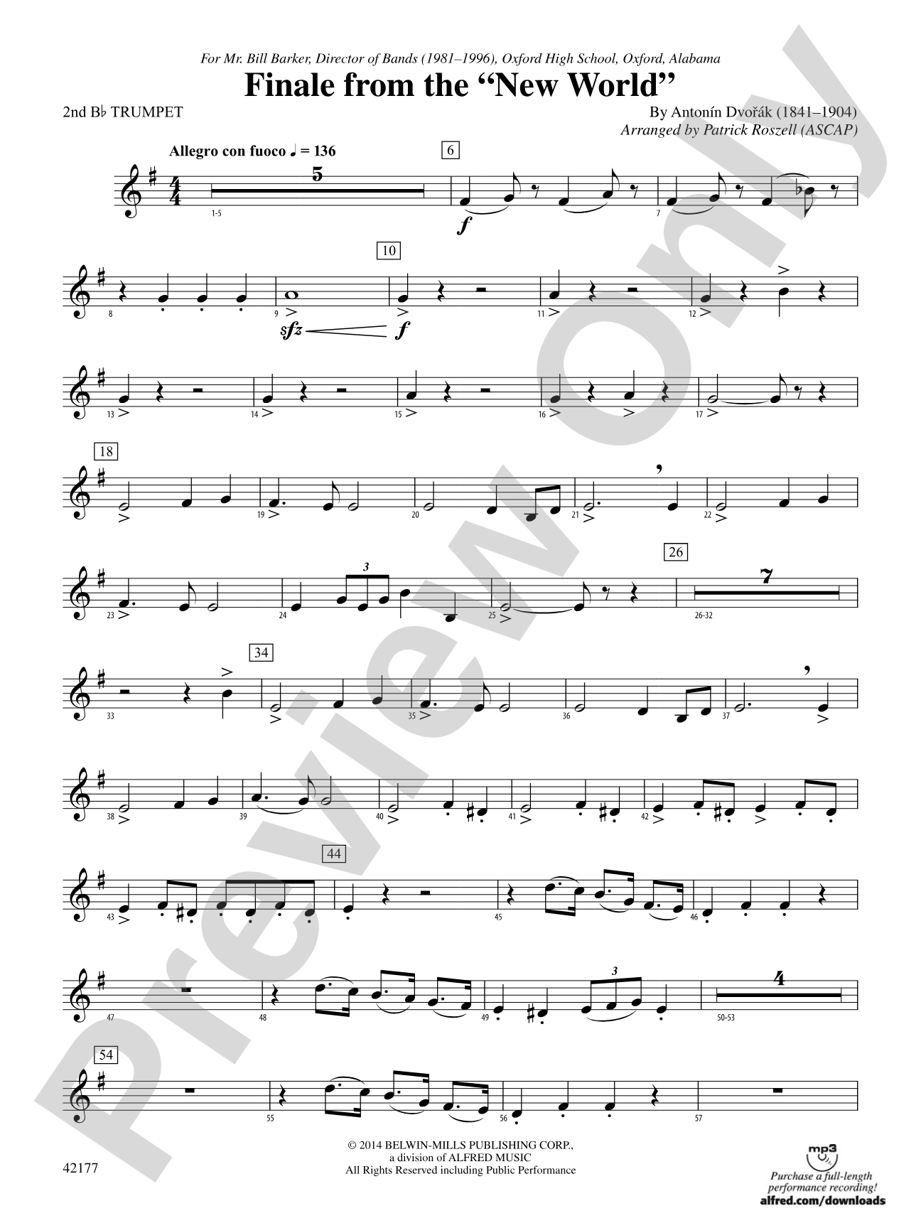 "The New World," Finale from: 2nd B-flat Trumpet