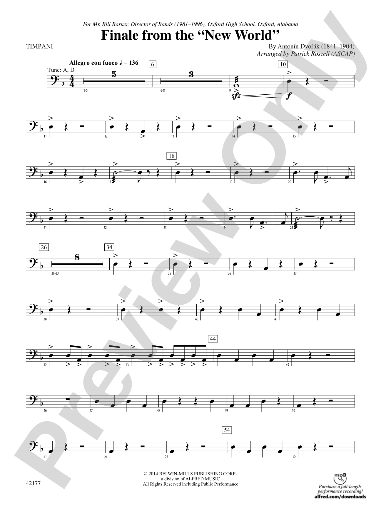 "The New World," Finale from: Timpani