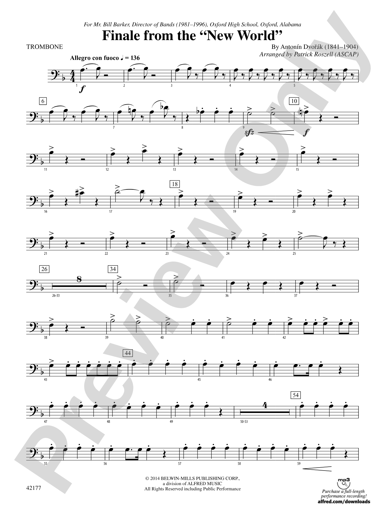 "The New World," Finale from: 1st Trombone