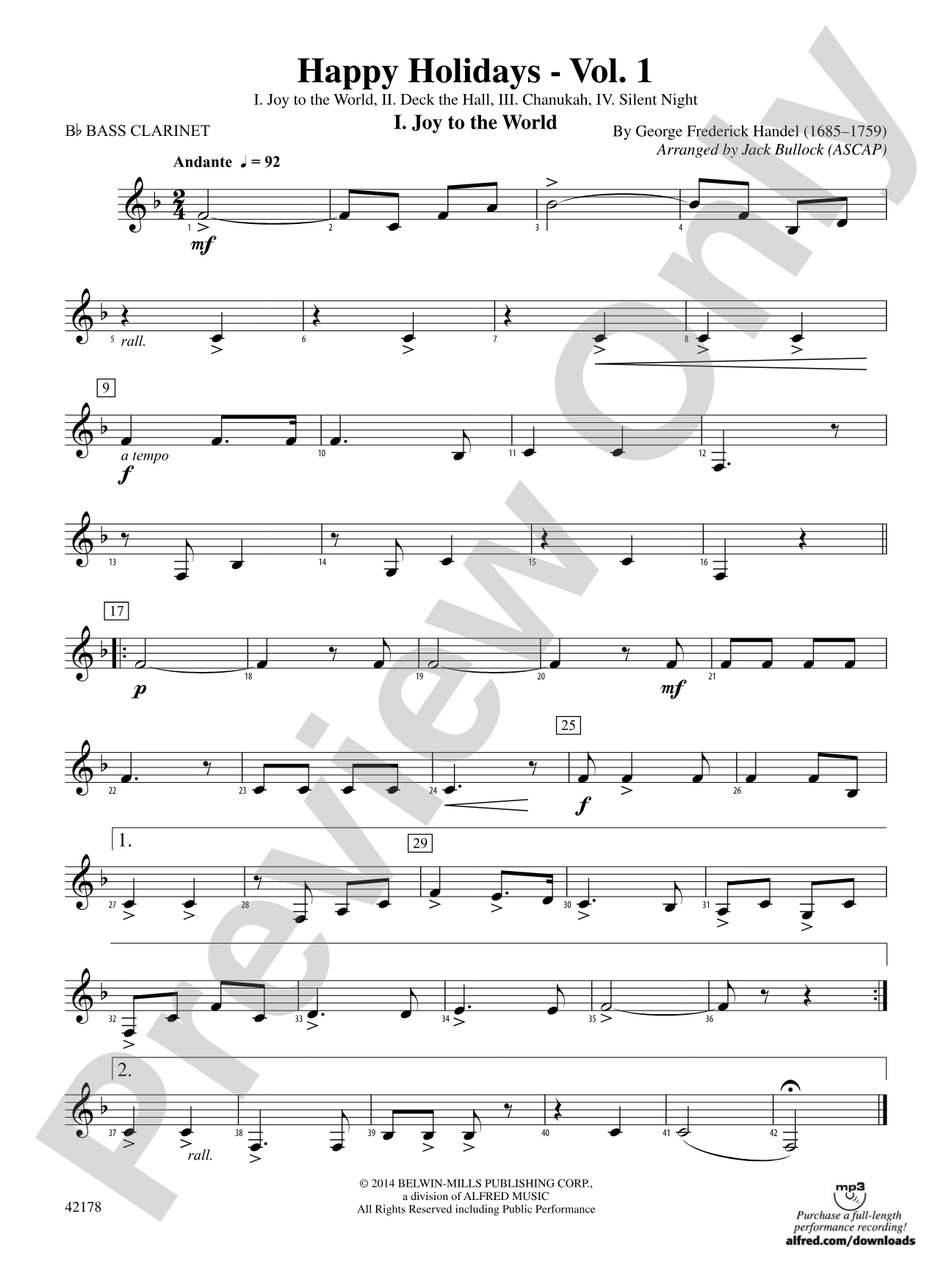 Happy Holidays---Vol. 1: B-flat Bass Clarinet