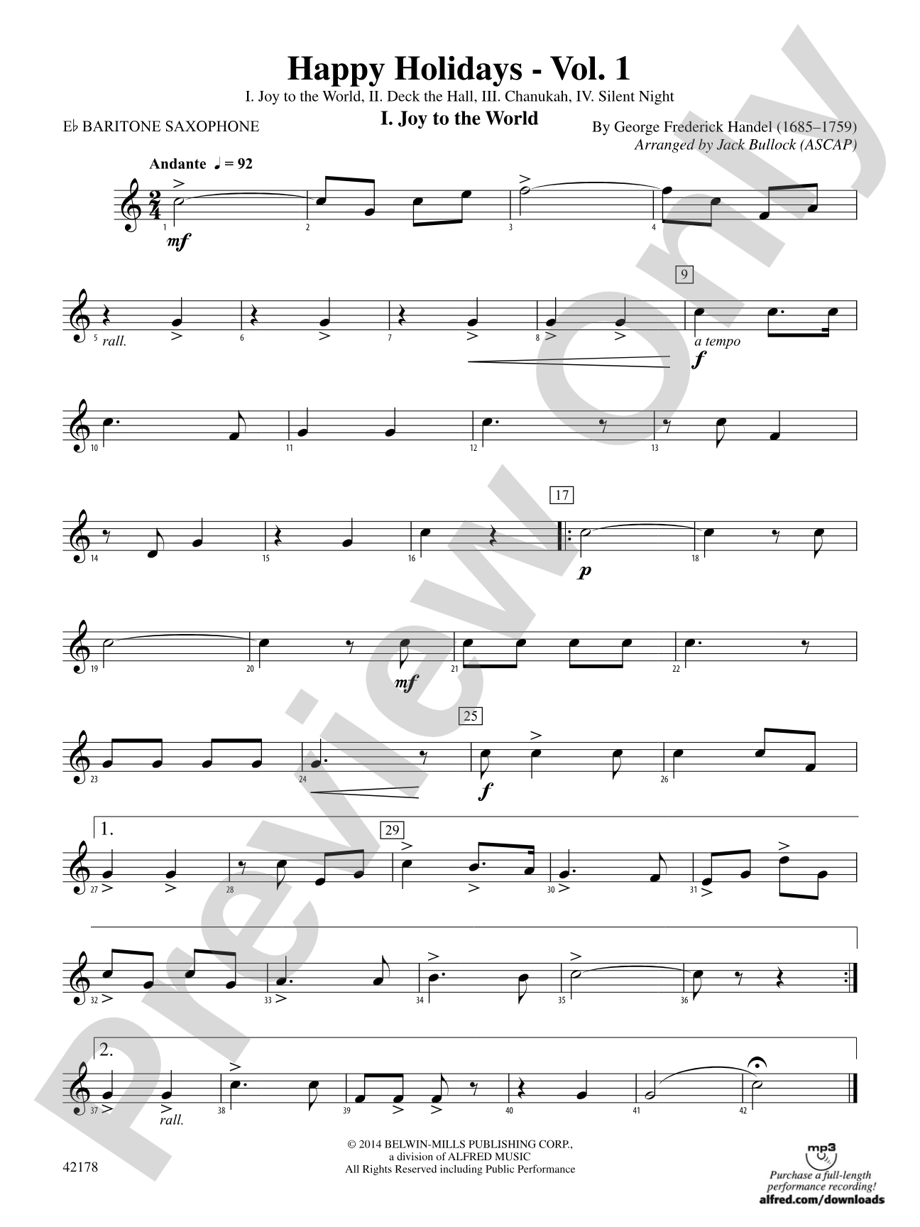Happy Holidays---Vol. 1: E-flat Baritone Saxophone