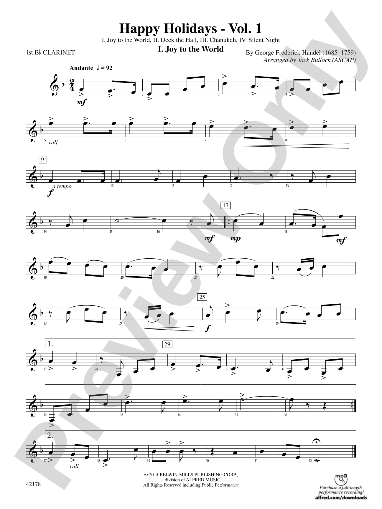 Happy Holidays---Vol. 1: 1st B-flat Clarinet