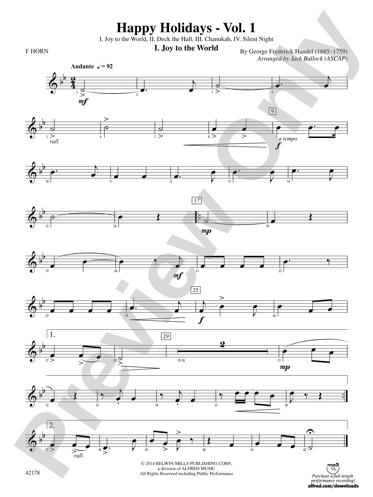 Happy Holidays---Vol. 1: 1st F Horn