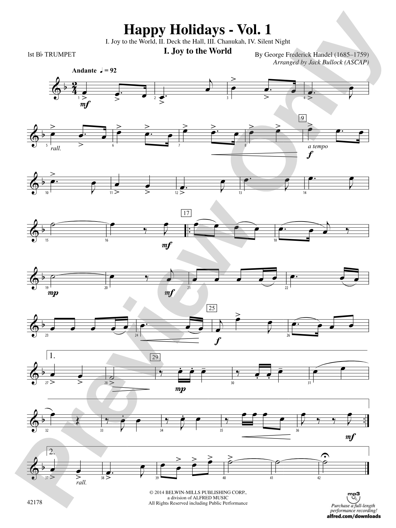 Happy Holidays---Vol. 1: 1st B-flat Trumpet