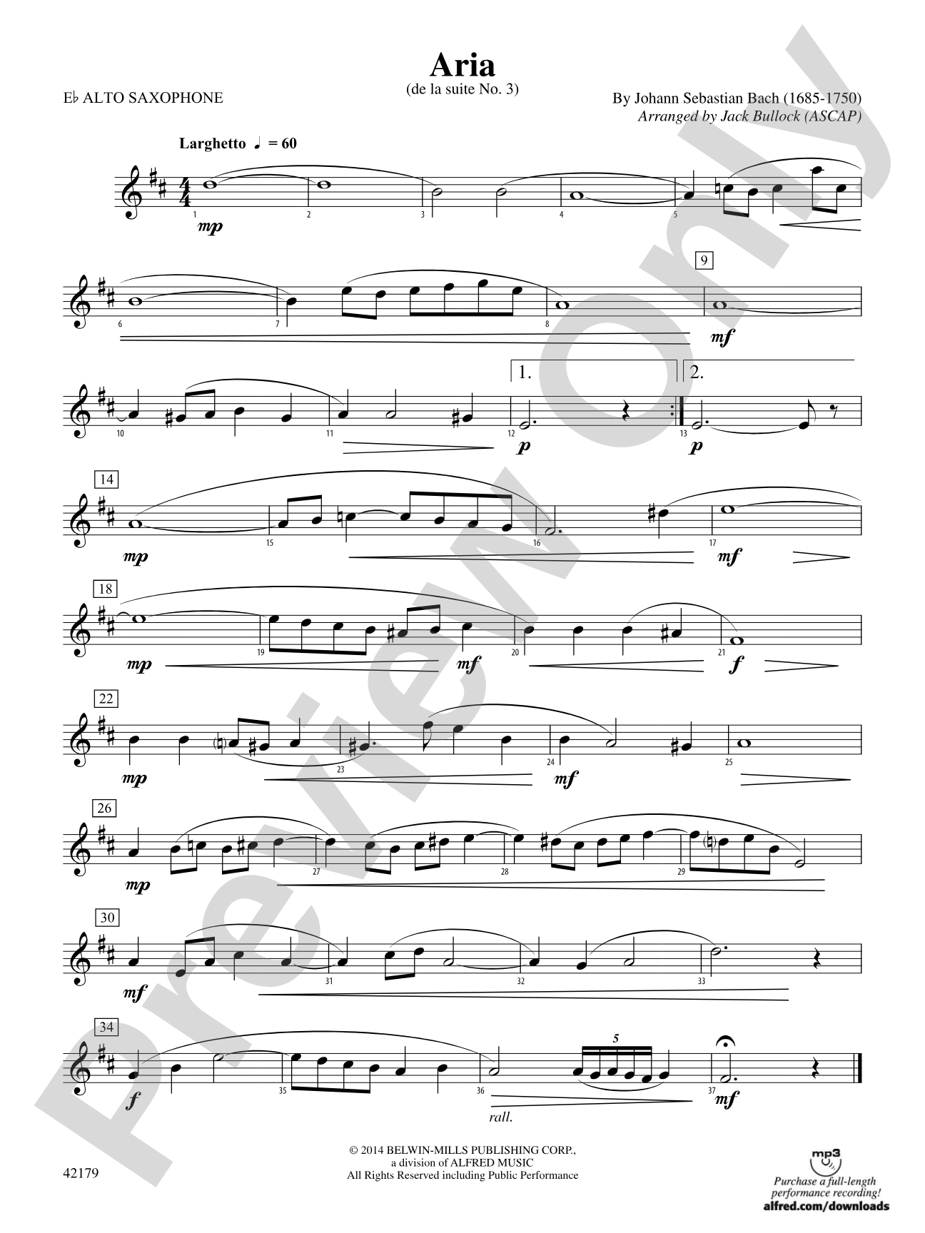 Aria: E-flat Alto Saxophone